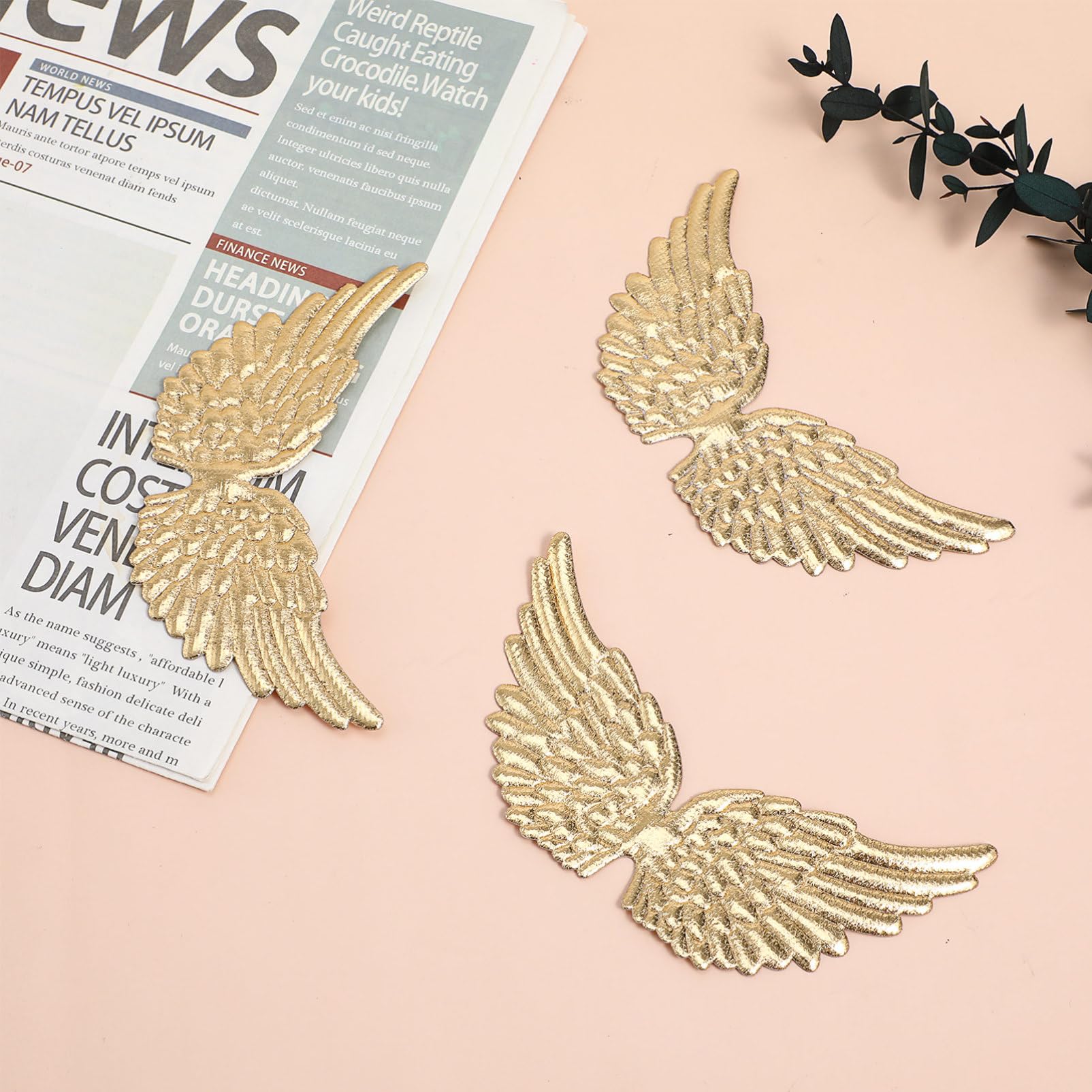 Operitacx 12pcs Angel Wings Decoration DIY Crafts Wing Angel Accessories Get Costume Festival Wings Decor Small Crafting Small Craft Ornament Decorative Cherub Adult Golden - Image 3