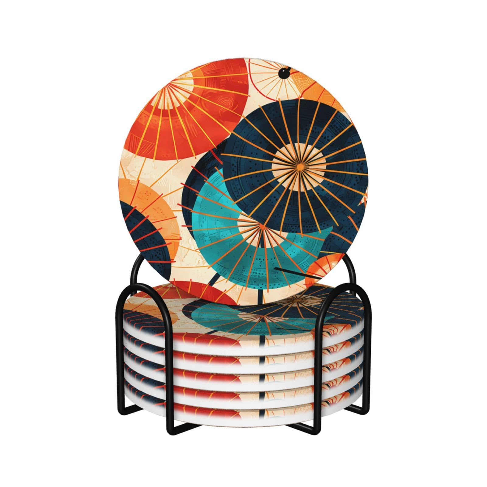 Dessous de verre japonais en céramique (lot de 6) avec support