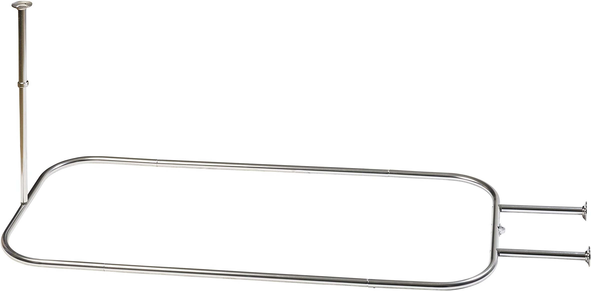 Zenna Home Hoop Shower Rod, Aluminum, Chrome, 60" L x 28" W