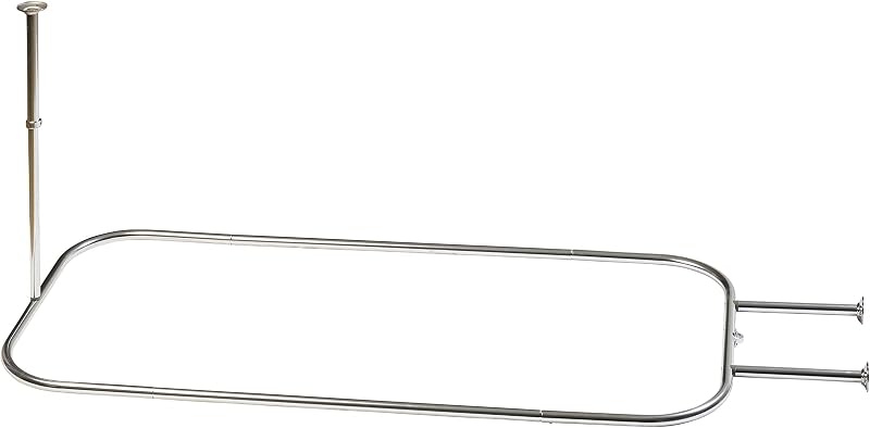 Rustproof Round Shower Curtain Rod for Clawfoot Tub with Easy Installation, Oval Hoop Shower Curtain Rod, Freestanding Tub Accessories, Fits Areas up to 70.5 by 28 Inches, Chrome