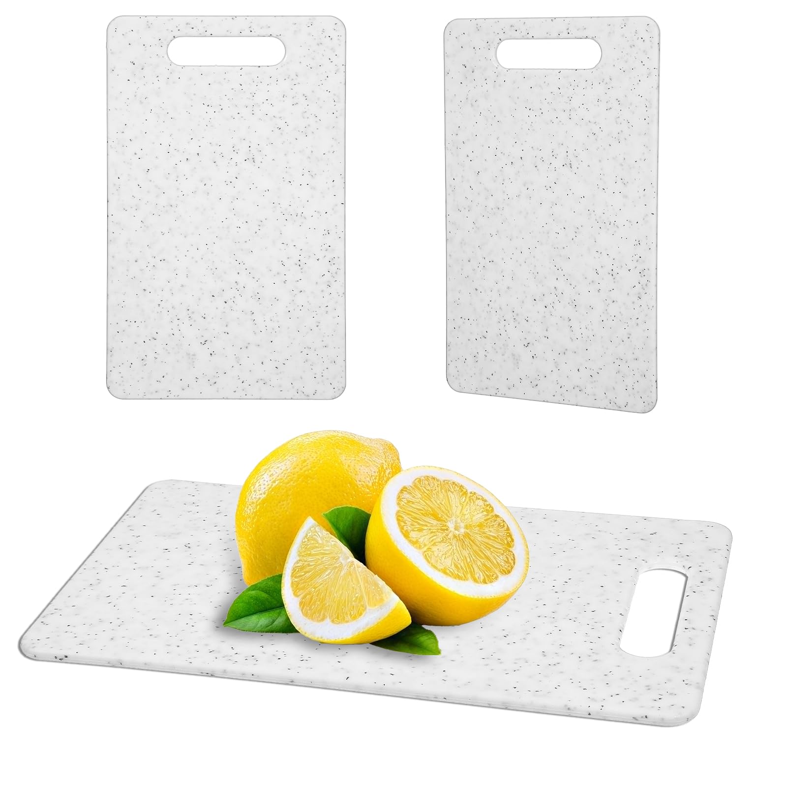 2Pcs Small Cutting Board for Kitchen Plastic Cutting Board Set Dishwasher Safe Sturdy Cuttings boards with Handles Easy to Clean Chopping Boards for Camping Food Fruits Prep Vegetable (6" x 10" White)