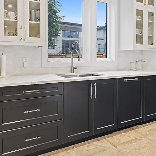 Miniatura 7 de JOY DECOR Paquete de 10 manijas de gabinete de cocina de níquel satinado cepillado de 5 pulgadas, tiradores de gabinete de cocina de zinc,