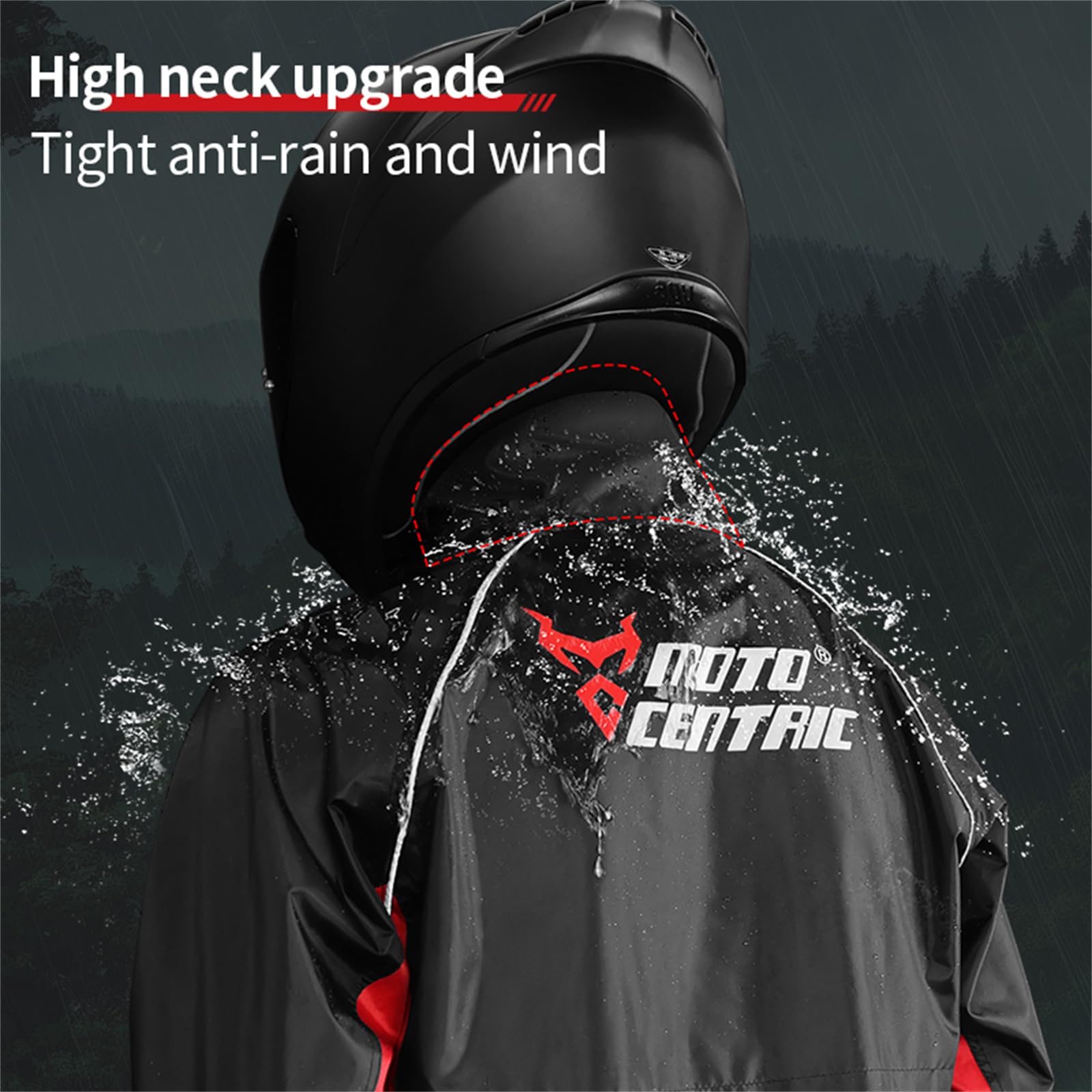 MOTOCENTRIC Traje de Lluvia para Moto 2 Piezas, Chubasquero Impermeable y Transpirable con Tiras Reflectantes, Conjunto de Chaqueta y Pantalón Cortavientos para Motorista Hombre Mujer