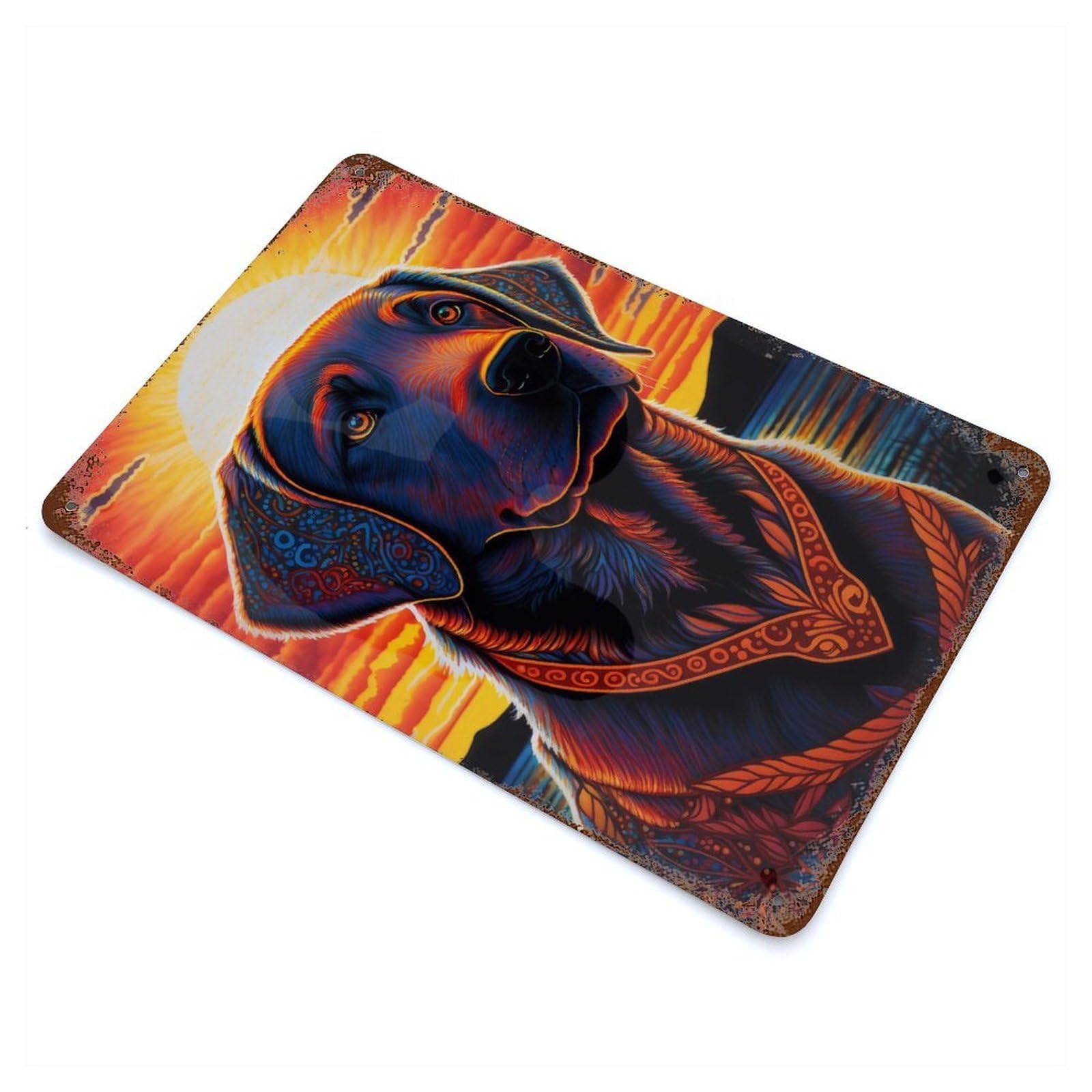 Labrador Retriever Style 1 11.8"x7.9" Rust Effect Tin Sign, Decorative Metal Wall Art for Garage, Bar And Workshop Decor