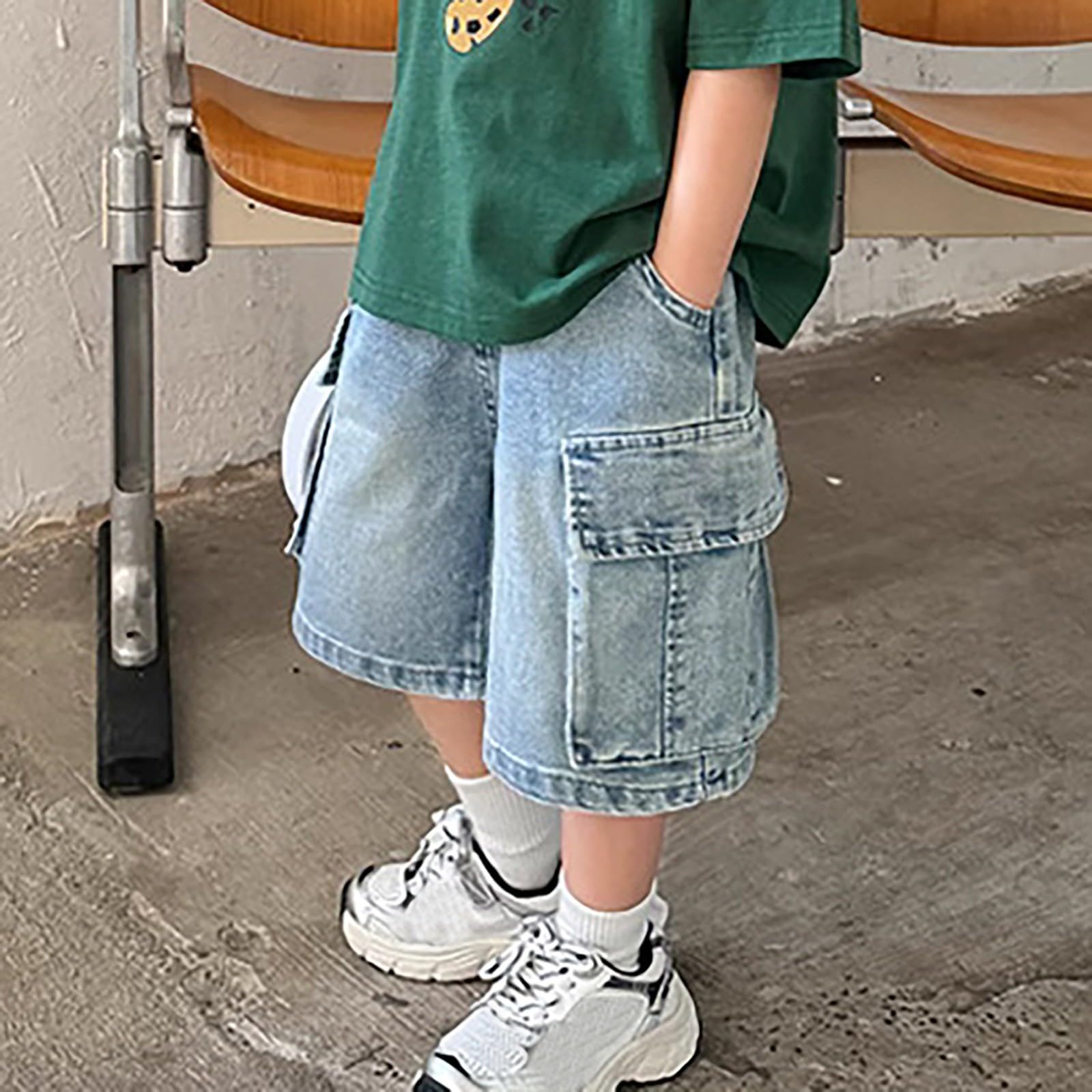 Generico Pantaloncini Bambino,vestibilità Normale Estate Casual Outwear Pantaloni Corti da Trekking Cargo per Ragazzi Running Jogging Bermuda Shorts Bambini dai 3 ai 14 Anni