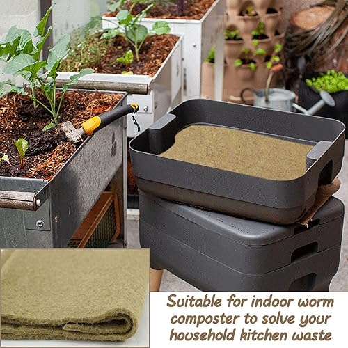 Miniatura 4 de Manta de gusano de 2 piezas, fibra de yute de 2 x 2 pies para contenedor de abono y granja de gusanos, mantiene los gusanos oscuros, húmedos y