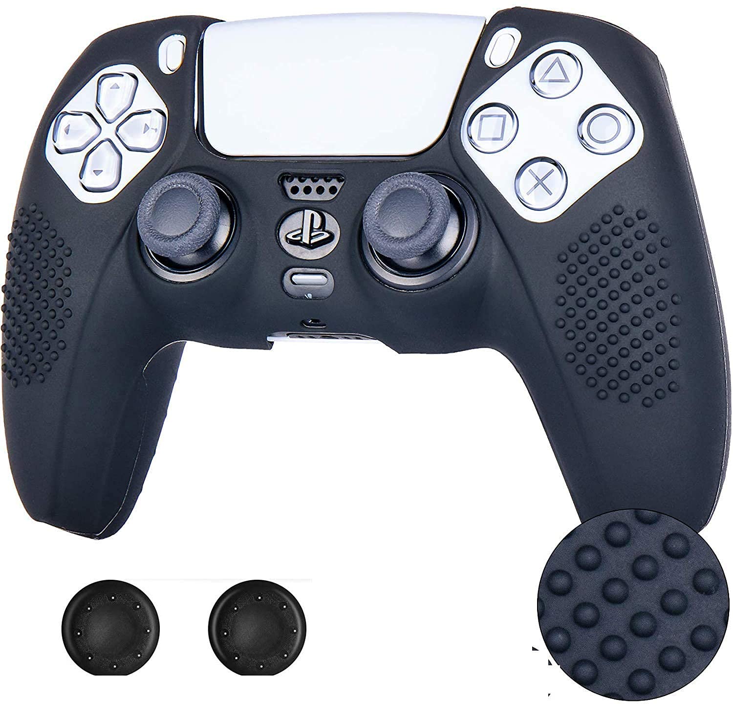 Porro Fino PS5 Controller Silicone Cover Case Anti Slip Protective Case Sleeve Compatible for Sony Playstation 5 DualSense Controller With Thumbgrips free - Black (B09Z6YH9DQ) Amazon Price History, Amazon Price Tracker
