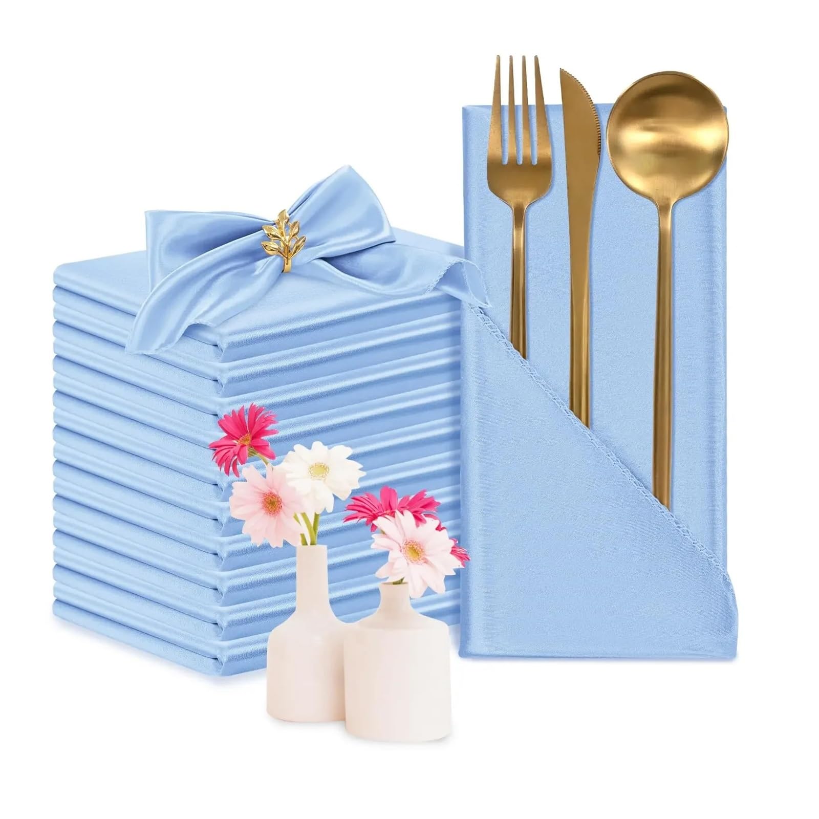 50PCS Satin Napkins 30X30CM Soft Dinner Square For Party Wedding Decoration Banquets