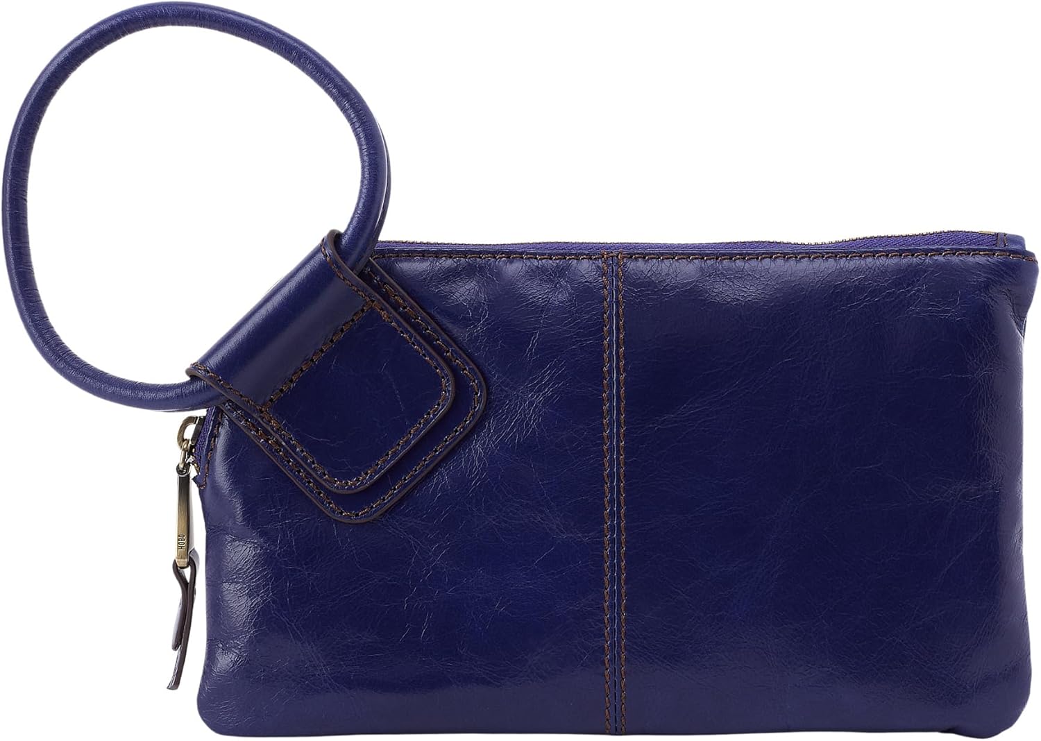 HOBO Sable Leather Wristlet Clutch with Circular Handle, Zippered Closure, Credit Card Organizer, & Interior Zip Pocket
