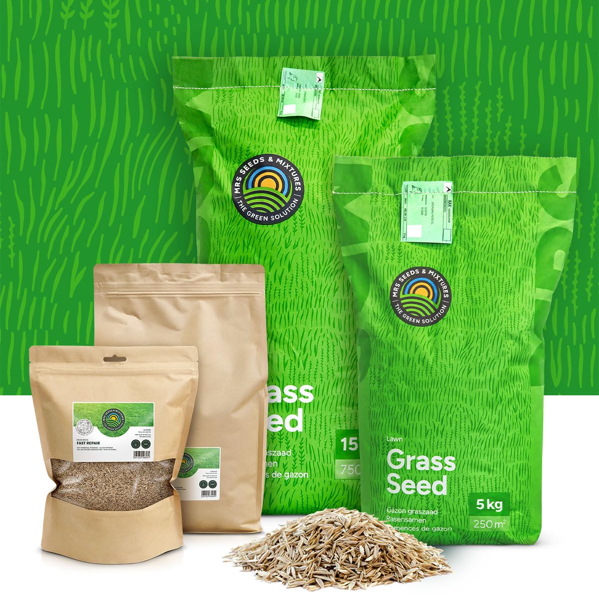 Rasen Nachsaat: Fast Repair | 15KG-750m2 | Schnellkeimende Rasensamen | Rasen nachsäen im Frühjahr und Herbst | Turbo Nachsaat | Testergebnis: SEHR GUT | MRS Seeds