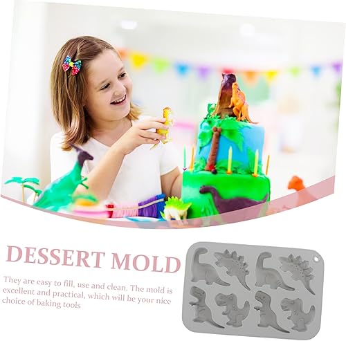 Miniatura 2 de Gadpiparty Molde de silicona para dinosaurio, bandeja azul, molde de mantequilla, bandeja para muffins, molde para hacer jabón, cortador de