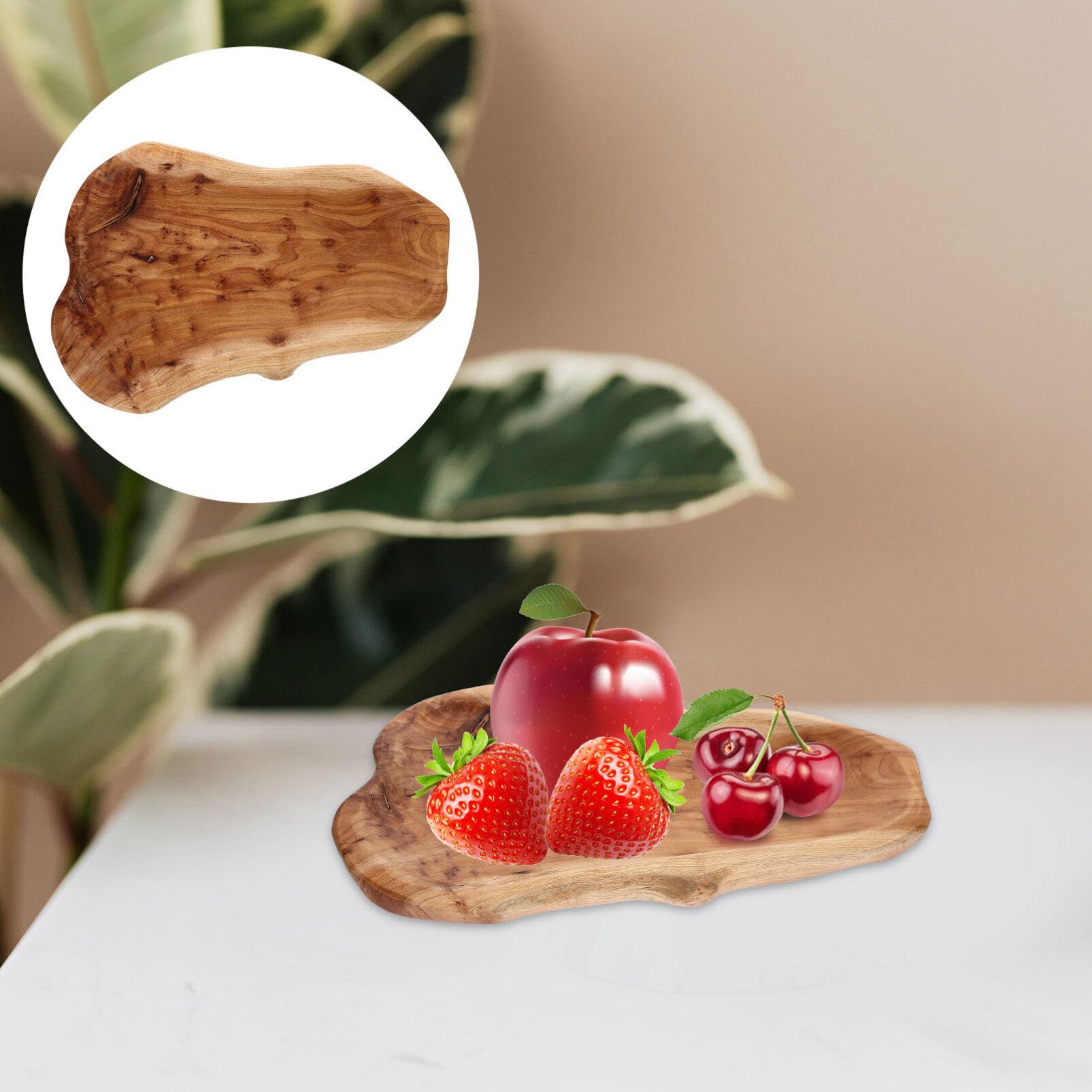 UPKOCH Plat de service en bois de racine en bambou - Plateau à pain irrégulier - Assiette à fruits vintage - Plateau à sandwich rustique pour apéritif, salade, fromage, bijoux