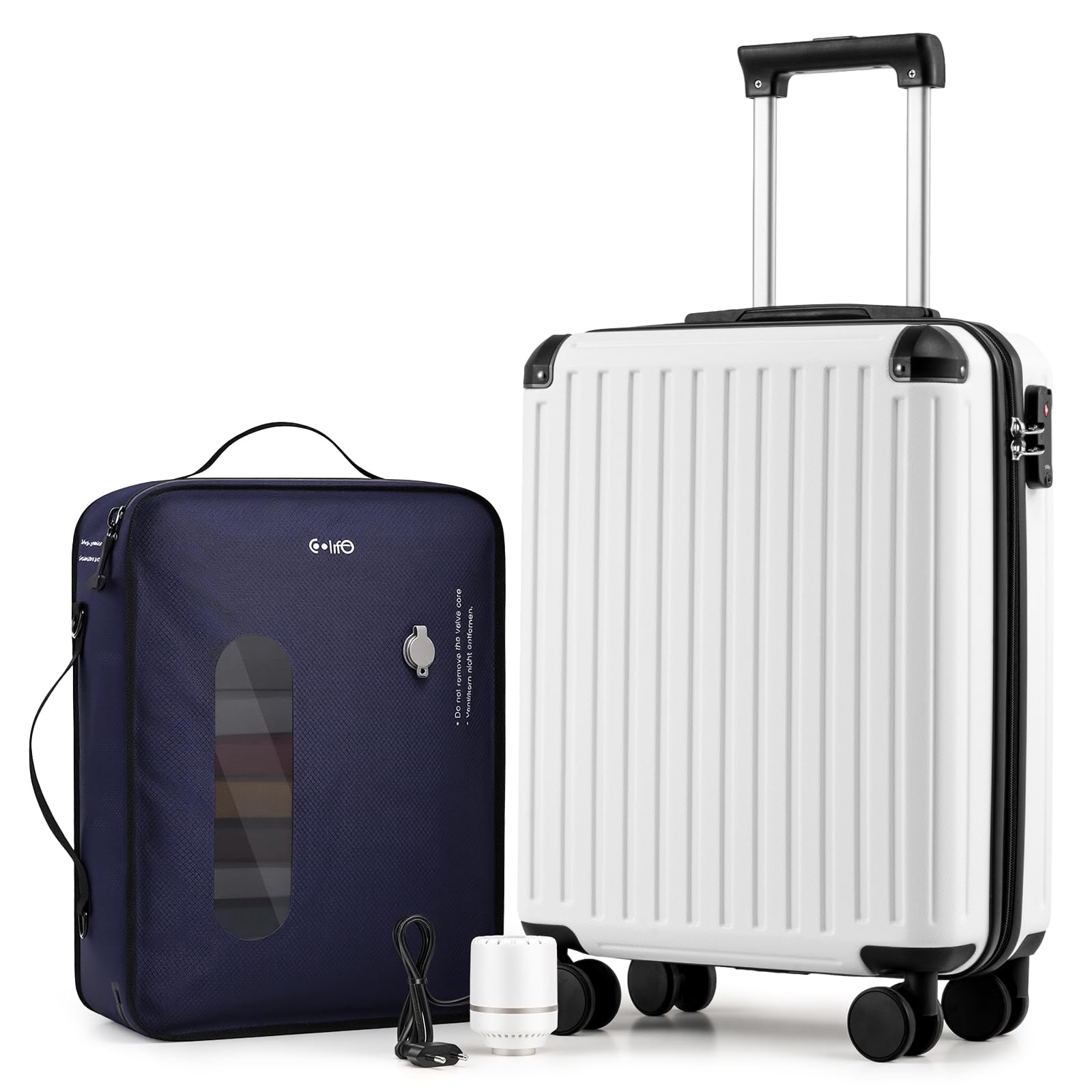 COOLIFE Kabinenkoffer 55X35X20cm für Ryanair Flugzeug Handgepäck Kabinengepäck Hartschalenkoffer mit TSA-Schloss und 4 Zwillingsrollen 2 Jahre Garantie