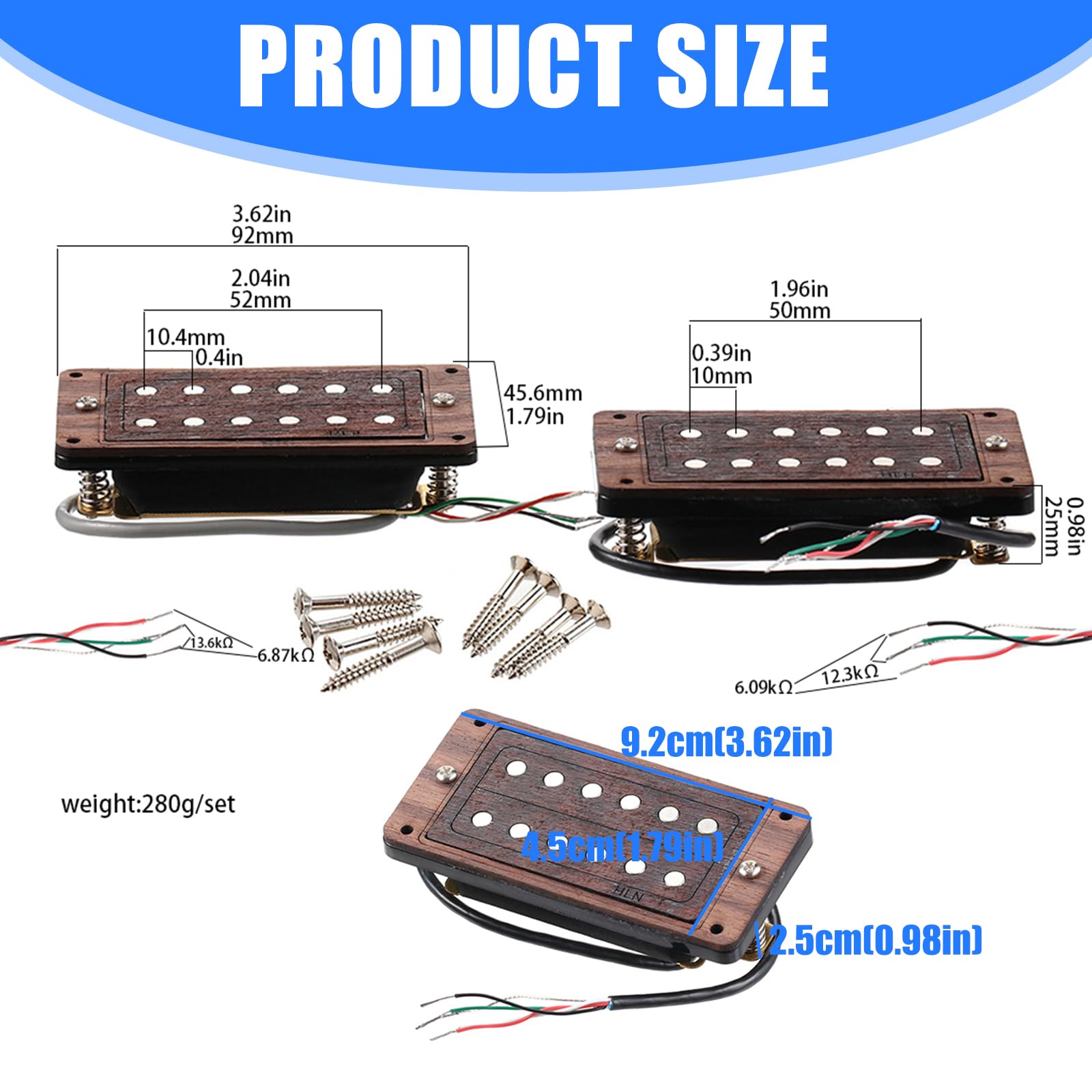 Humbucker - Juego de pastilla con imanes de cerámica y marco de madera para guitarra, sonido claro de alta salida, fácil instalación, juego de pastillas de guitarra