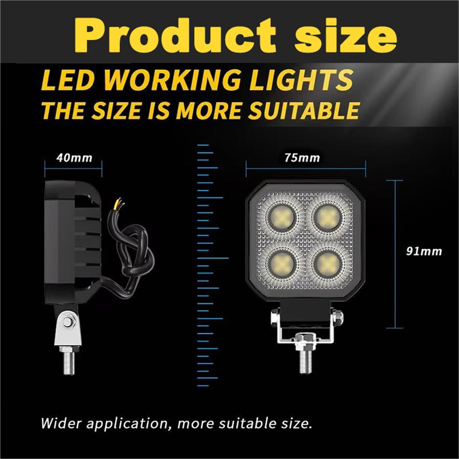 Bombilla Coche De 3 Pulgadas Y 4 LED Luz Trabajo Bombilla para coche | Reflector Rectangular Coche De 9-32V Y 18W Para Camión Barco Tractor ATV Todoterreno 4X4