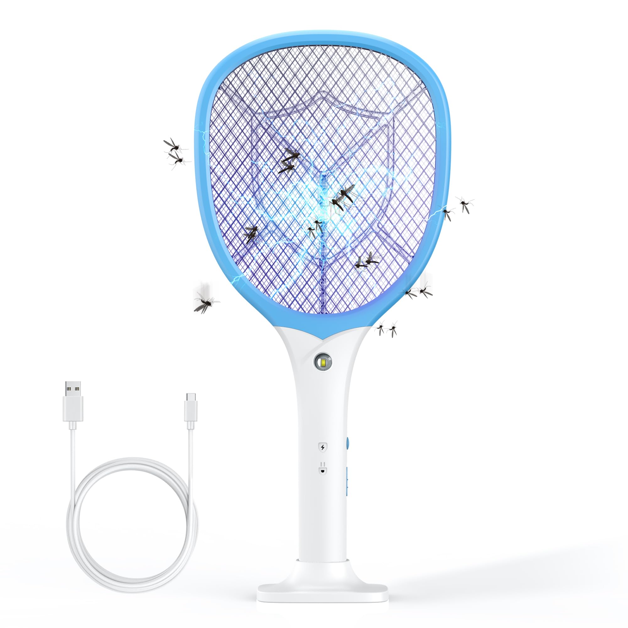 CYOUH Electric Fly Swatter Extra Strong, 2-in-1 Type-C Charging, Rechargeable with Built-in Battery, Electric Mosquito Swatter with UV Light Trap - The Real Voltage is 2700V