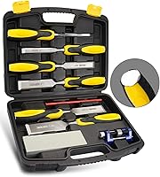 Vista 8 de DOWELL Juego de herramientas de cincel de madera, 4 piezas de cincel resistente, 1/4 pulgadas, 1/2 pulgada, 3/4 pulgadas, 1 pulgada con lápices