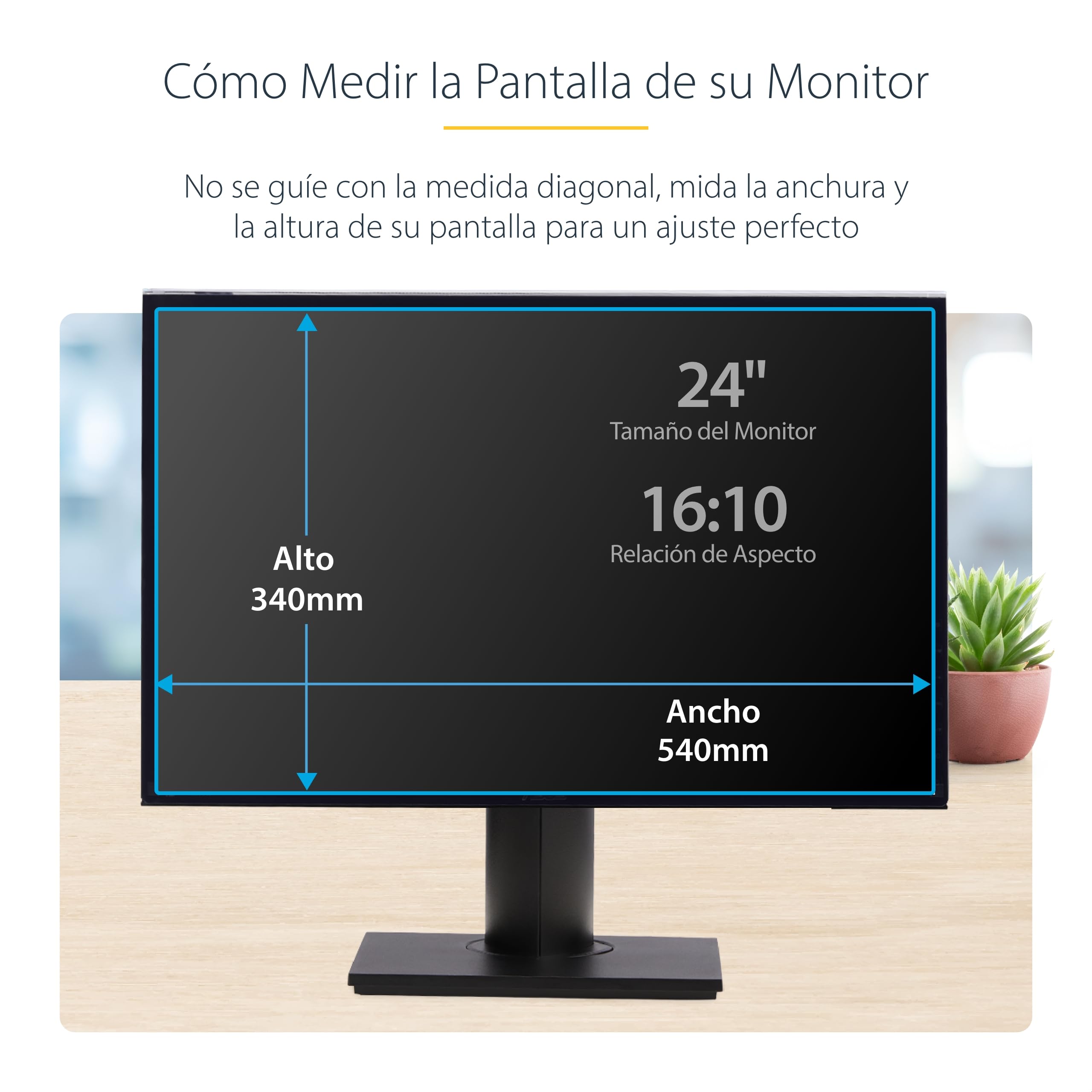 StarTech Filtro de Privacidad Monitor 24" 16:10 - Colgante Acrílico | Bloquea la luz azul de 380-480nm, Transmitancia del 65%, Acabado de alto brillo resistente a arañazos