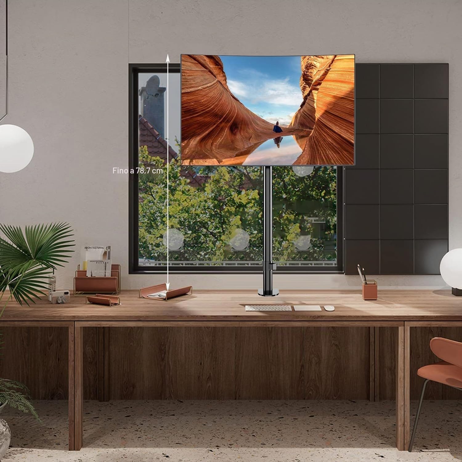 Pholiten Braccio per Monitor Singolo Extra Alto, Supporto Regolabile 800mm per Schermi LCD 13-32 Pollici, Portata Fino a 10kg, MD9801