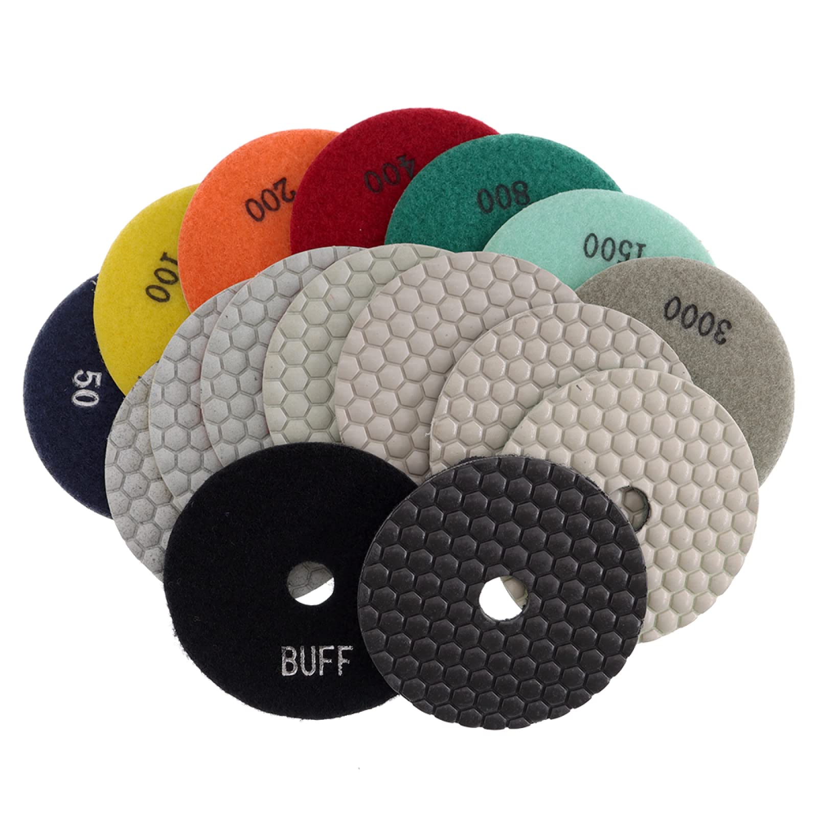Almohadillas pulidoras de diamante, Juego de 8 almohadillas de pulido en seco de 4 pulgadas, almohadillas de pulido de diamante afiladas de 100 mm for granito, mármol, piedra, hormigón, disco de lijad