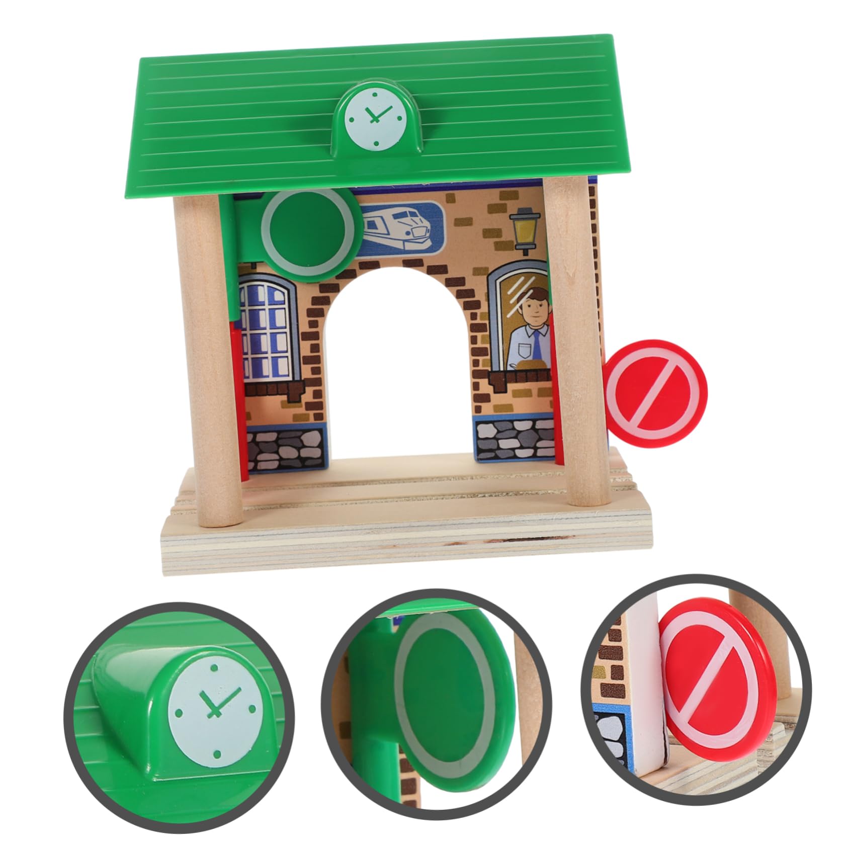 IMIKEYA de Gare décoratif Voie ferrée Trains de Station de Jeu modèle de Station de Simulation de Gare pour Les Enfants modèle de de Bricolage de Bois