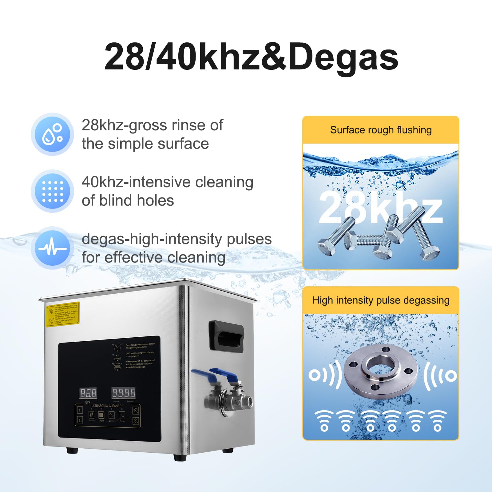 30L Ultrasonic Cleaning Machine,28/40khz Dual Frequency Ultrasonic Washing Machine,0-176? Adjustment Instrument Cleaner for Jewelry Glasses (10L)