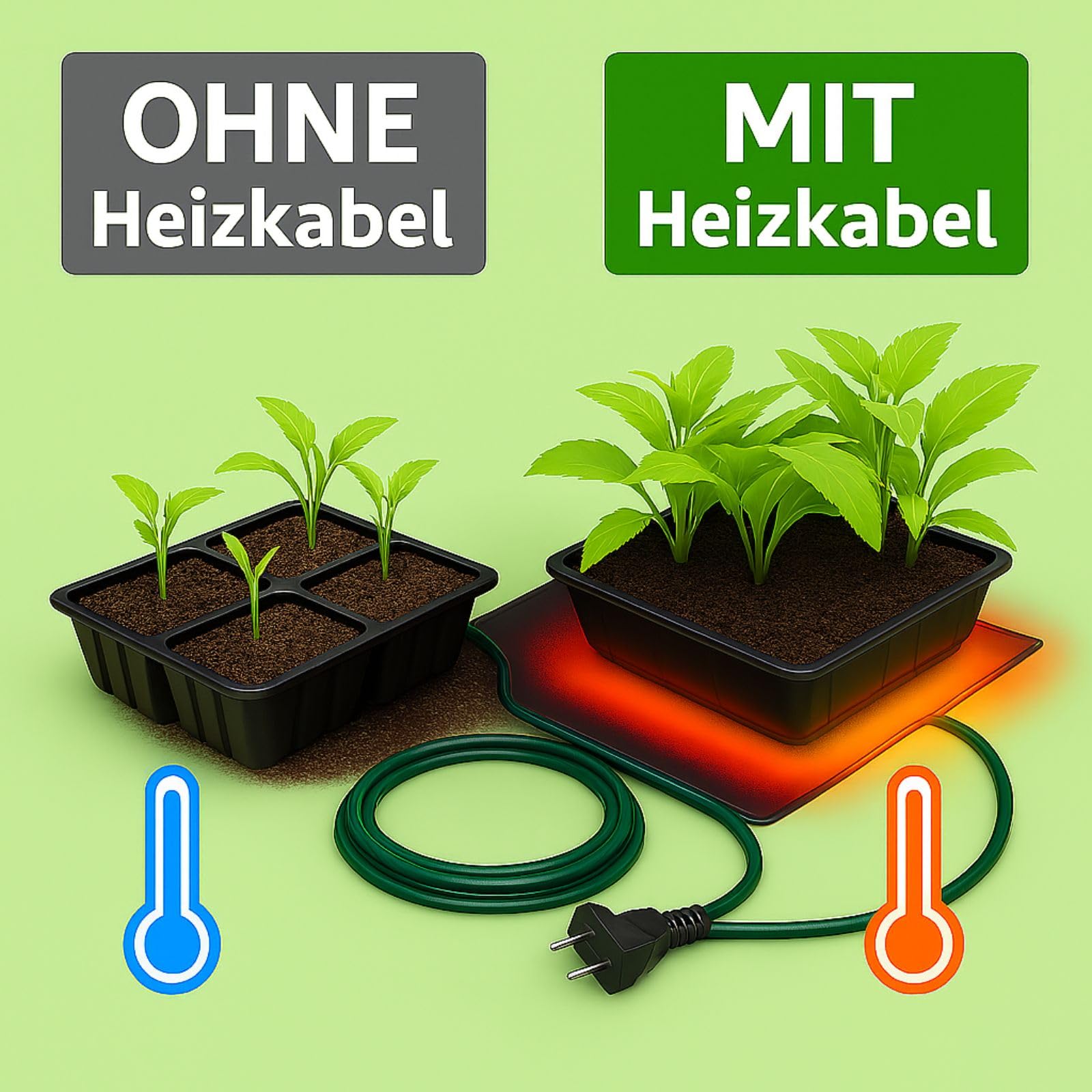 Weedness Cable de Calefacción para Invernadero 60 Vatios 10 Metros - Alfombrilla Calentadora Animales Calefacción Terrario Esquejes Cultivo Plantas Jardín Crecimiento