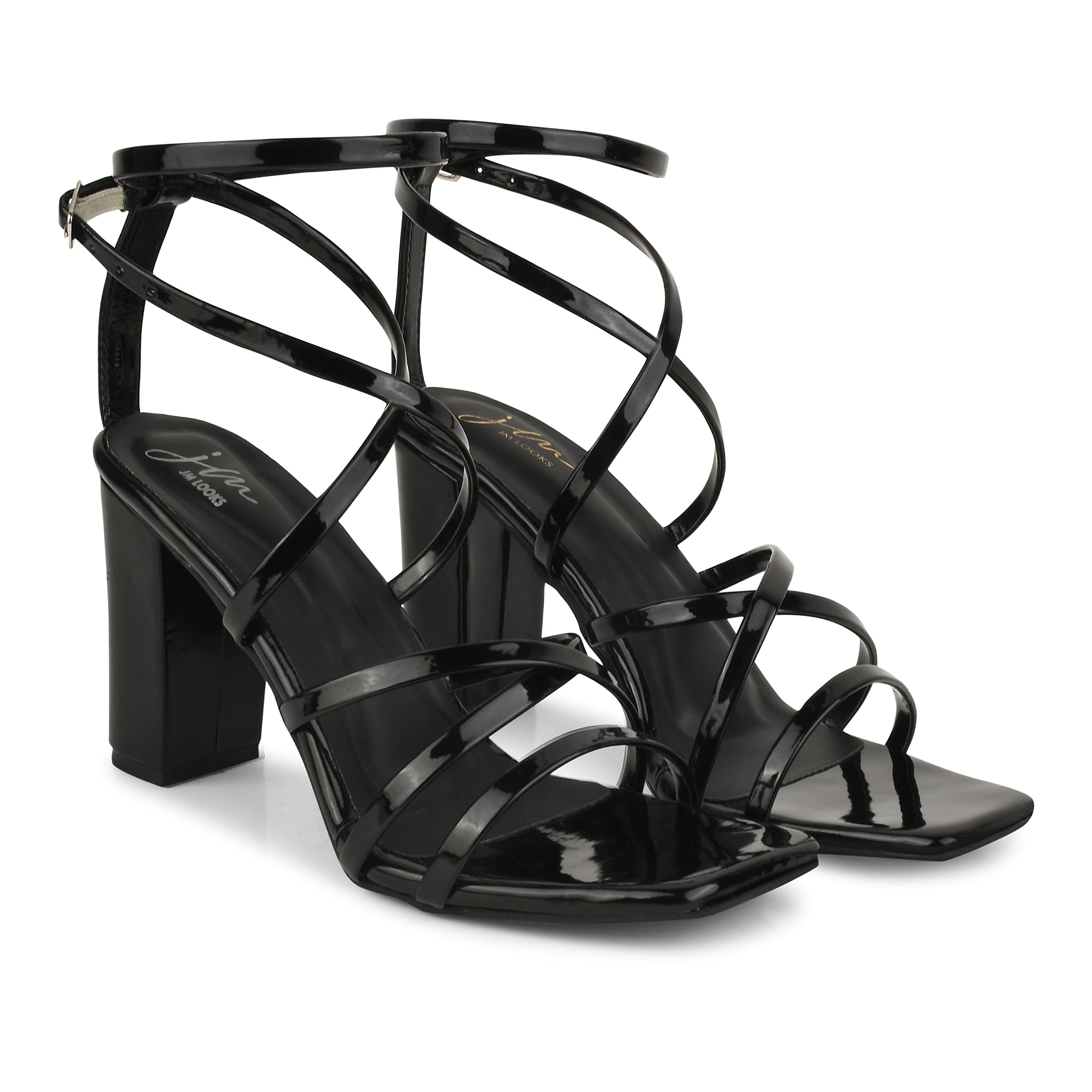 JM LOOKS: Fashionable Strappy Block Heel Sandals with Ankle Strap Buckle for Women & Girls (B0CX219JXJ) Amazon Price History, Amazon Price Tracker