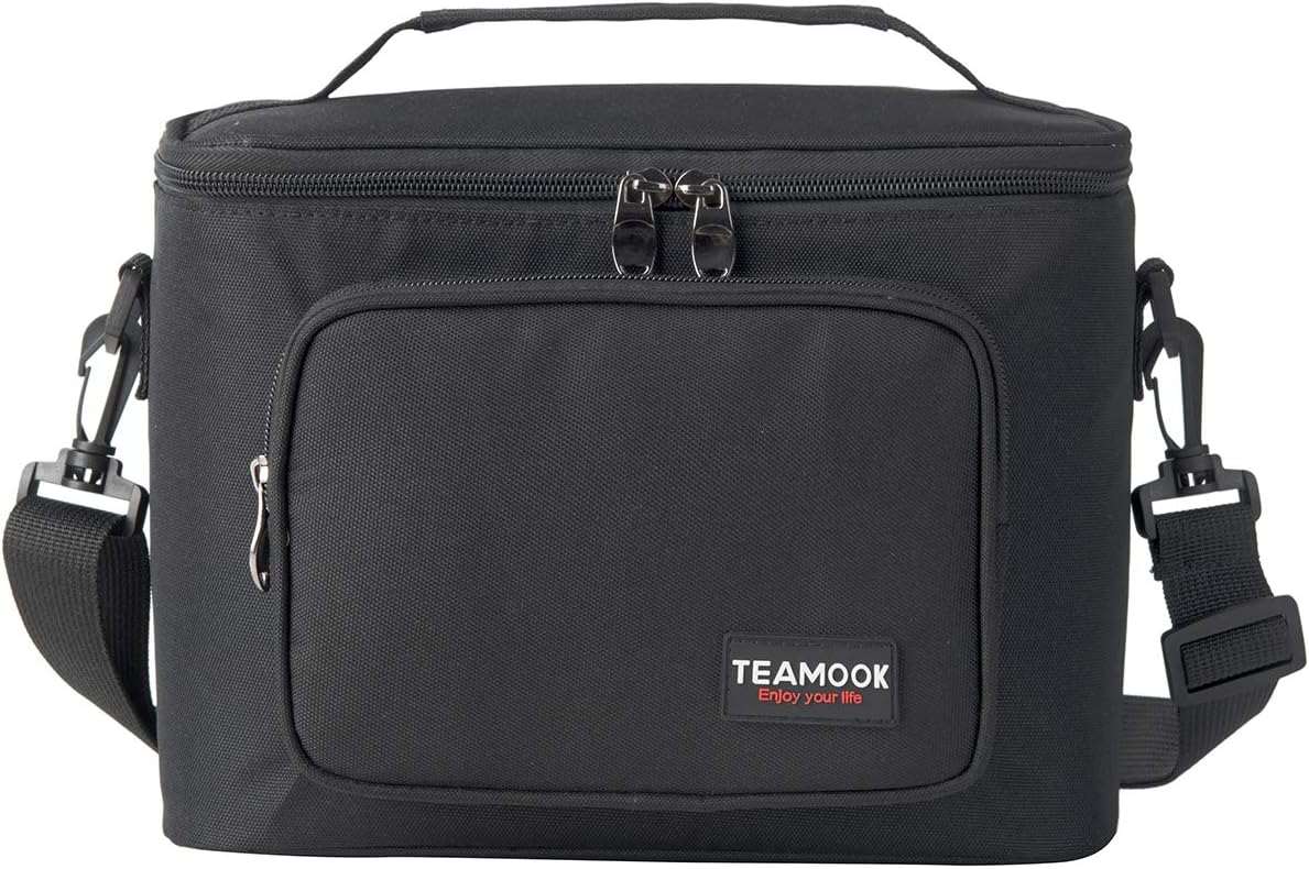 TEAMOOK Leakproof Lunch Bag Insulated Lunch Box Picnic Bags Lunch Cooler Bag Meal Prep Bag Cool Bag for Lunch 8L (Black)