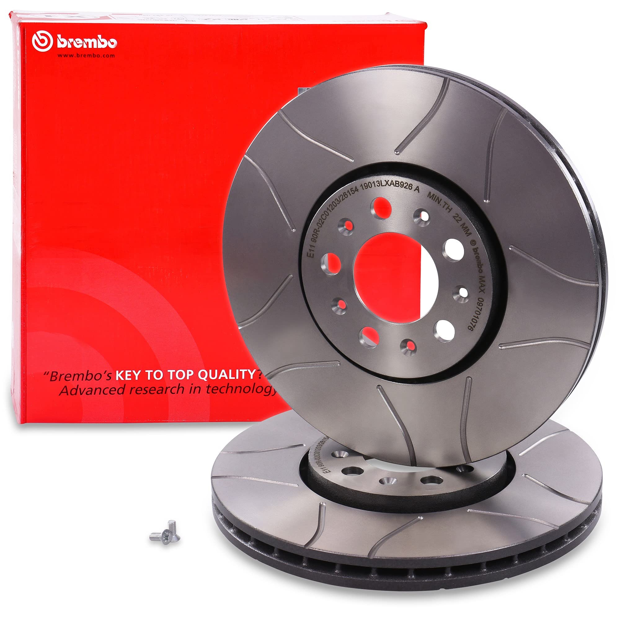 BREMBO Bremsenset inkl Geschlitzte Sport-Bremsscheiben Vorne Ø 288 mm Belüftet + Hinten Ø 230 mm Voll + Bremsbeläge Vorne und Hinten + Verschleißkontakt