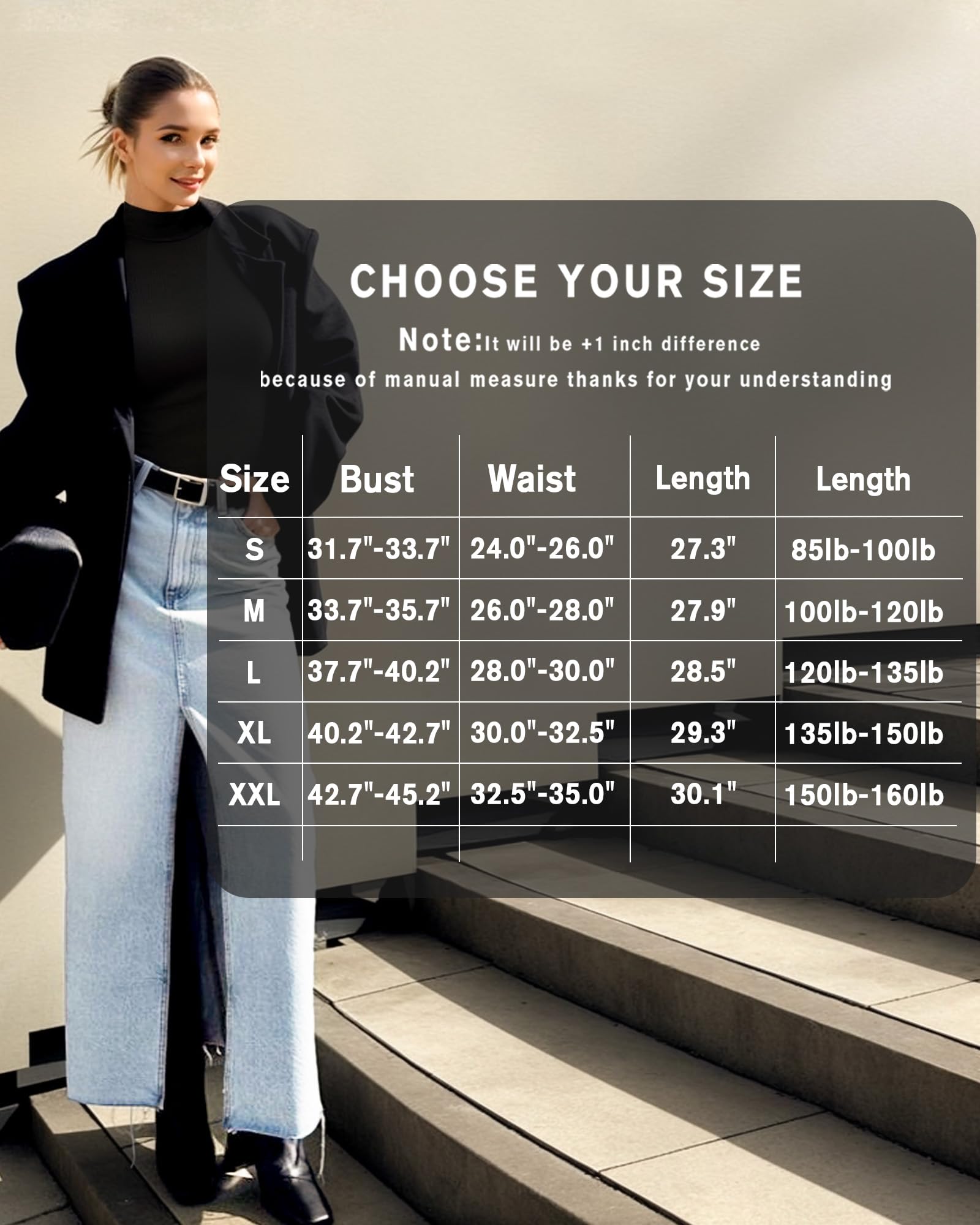 5er-Pack Langarm-Bodys mit Stehkragen für Damen, sexy Rollkragen-Body für Damen, Basic-T-Shirt, Body, Tops