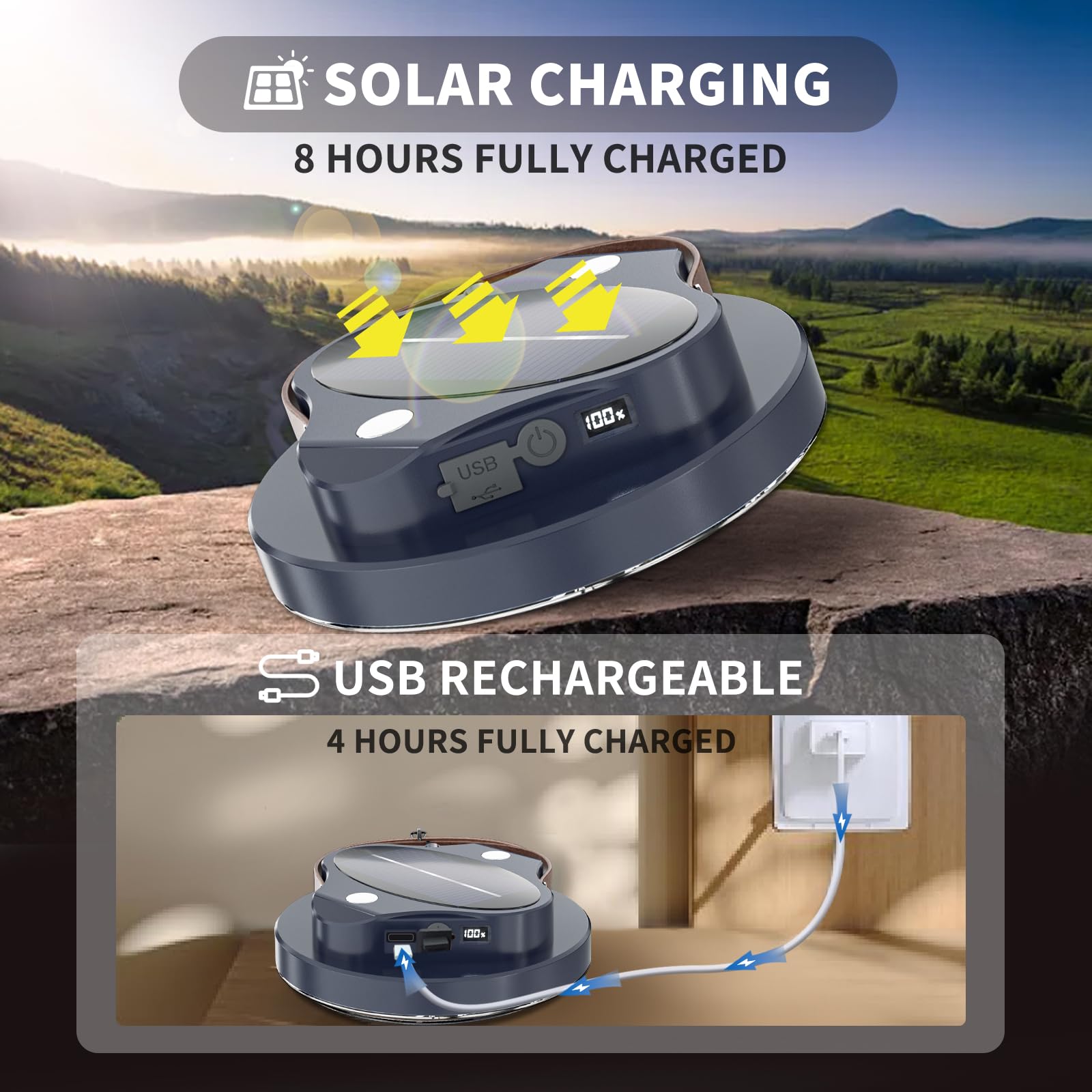 6000LM Torcia portatile LED Lanterna da campeggio 7.2 "Luce ricaricabile 70W 10400 con magnete, IPX4 impermeabile tenda luci mancanza di energia Kit di sopravvivenza di emergenza tempesta di neve