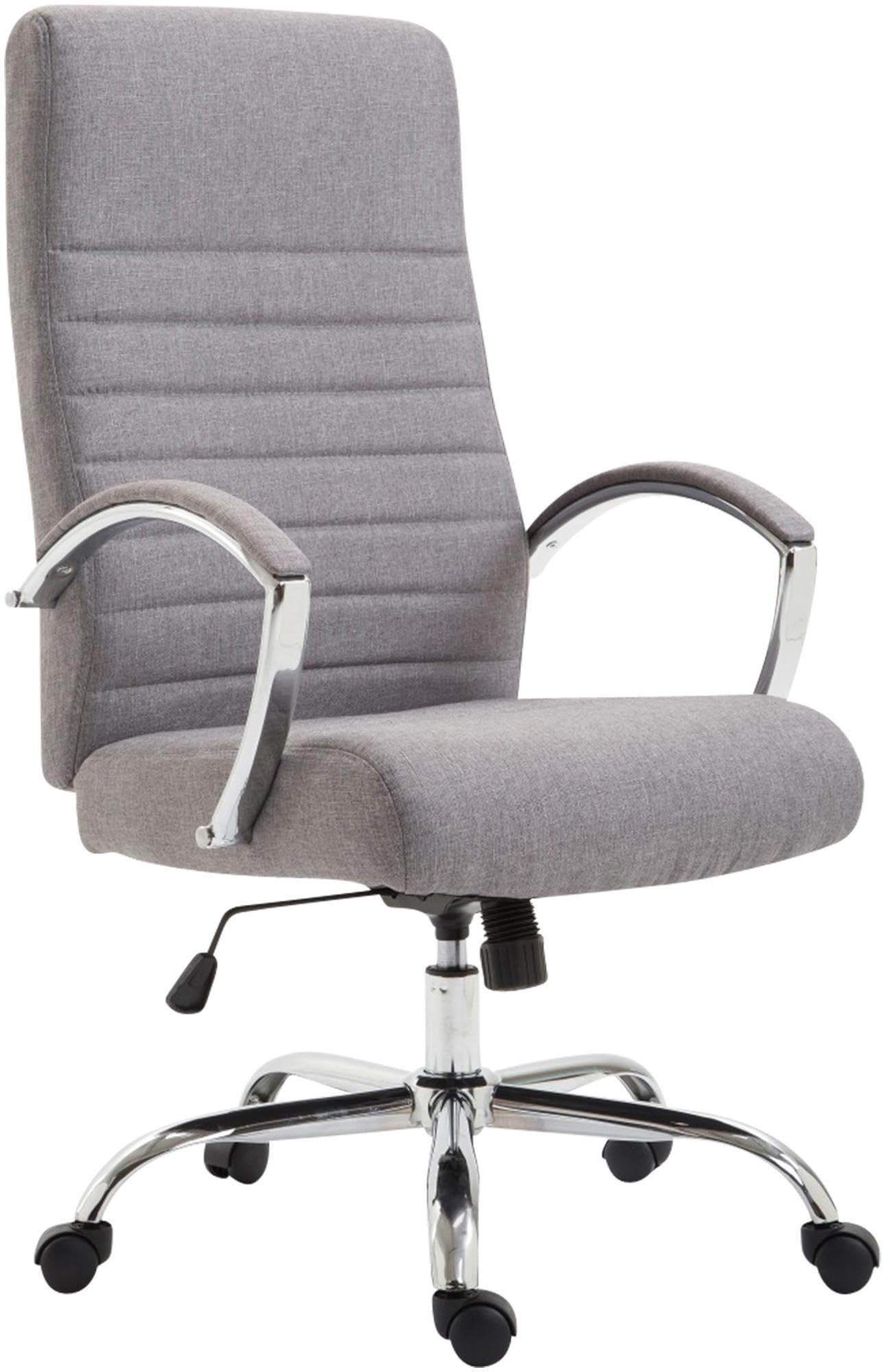 CLP Bürostuhl ergonomisch Valais Stoffbezug, moderner Drehstuhl mit höhenverstellbarem Sitz, Stoffbezug, bis 136 kg belastbar | Farbe grau
