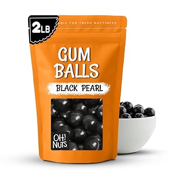 Oh! Nuts Black Pearl Gumballs 1 Inch Bulk, Bubble Gum Balls 2 LB