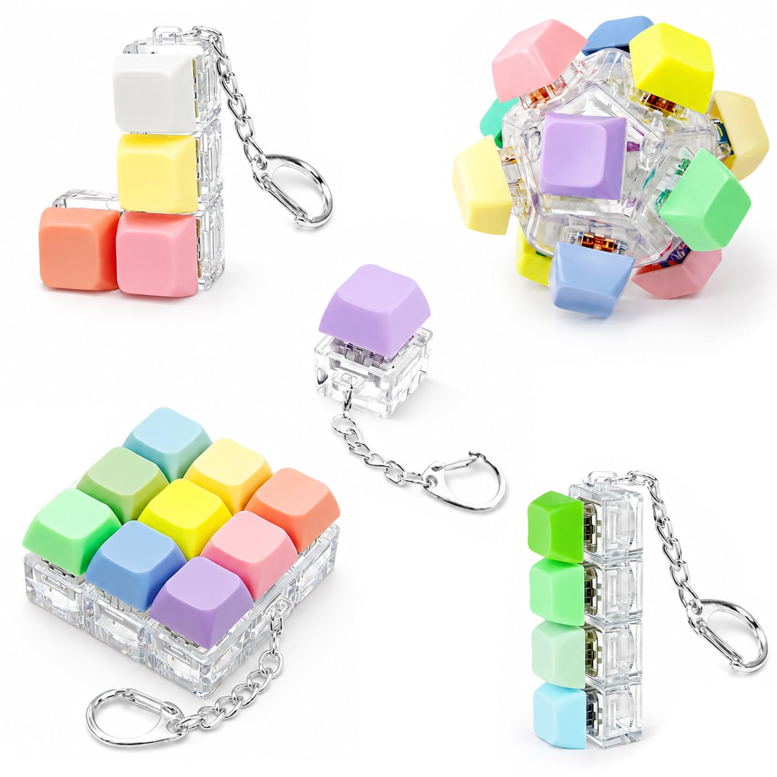 5Pcs Multi-Color Sounding Keyboard Fidget Toy, Portable Stress Relief Gadget, Fun Compact Clicker Fidget Toy, Sensory Keyboard Clicker For Teens Adults Office Study Anxiety Relief