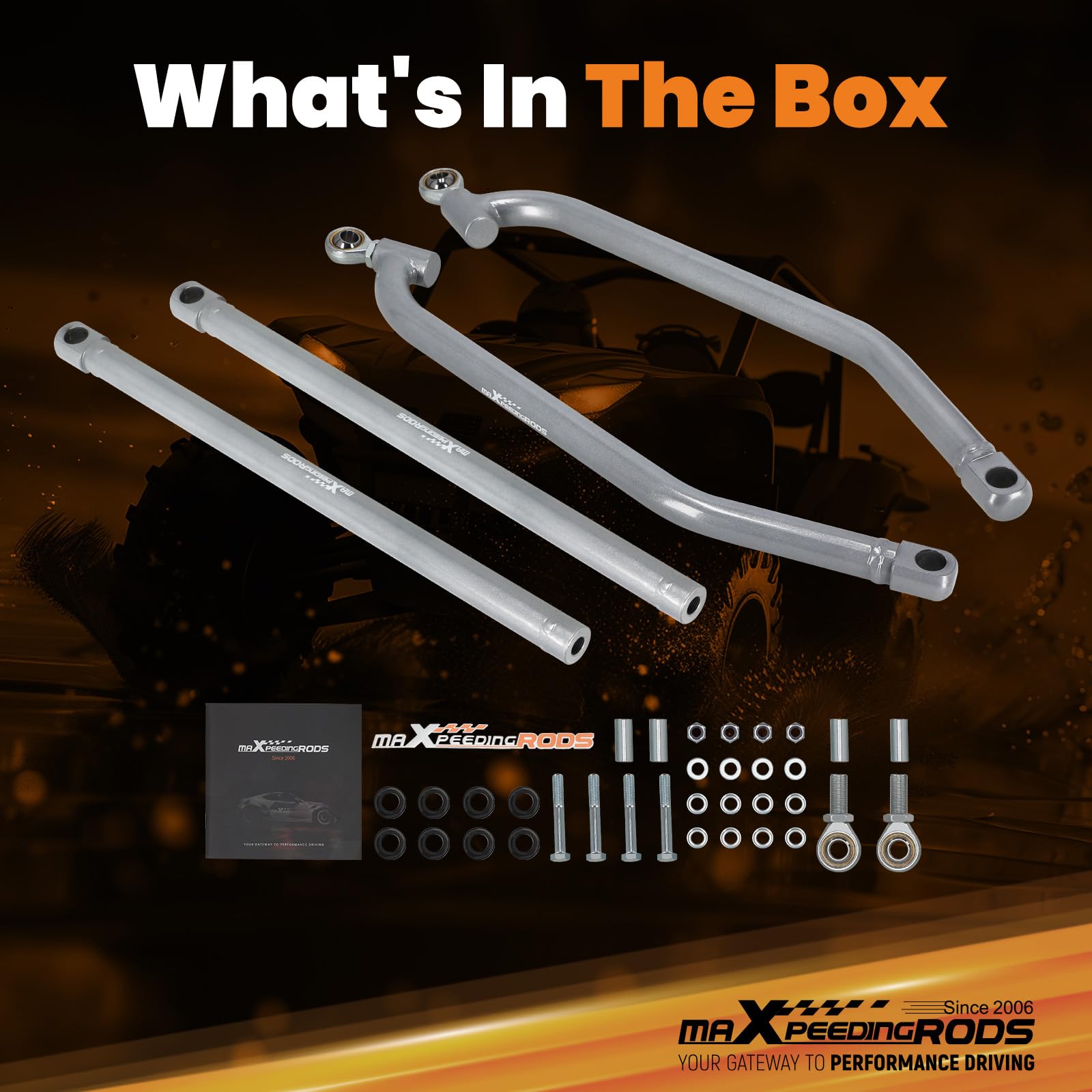 maXpeedingrods Kit de barres de rayon inférieures arrière de 32 mm pour Polaris RZR 1000 XP EPS DE 2014-17 en acier au carbone