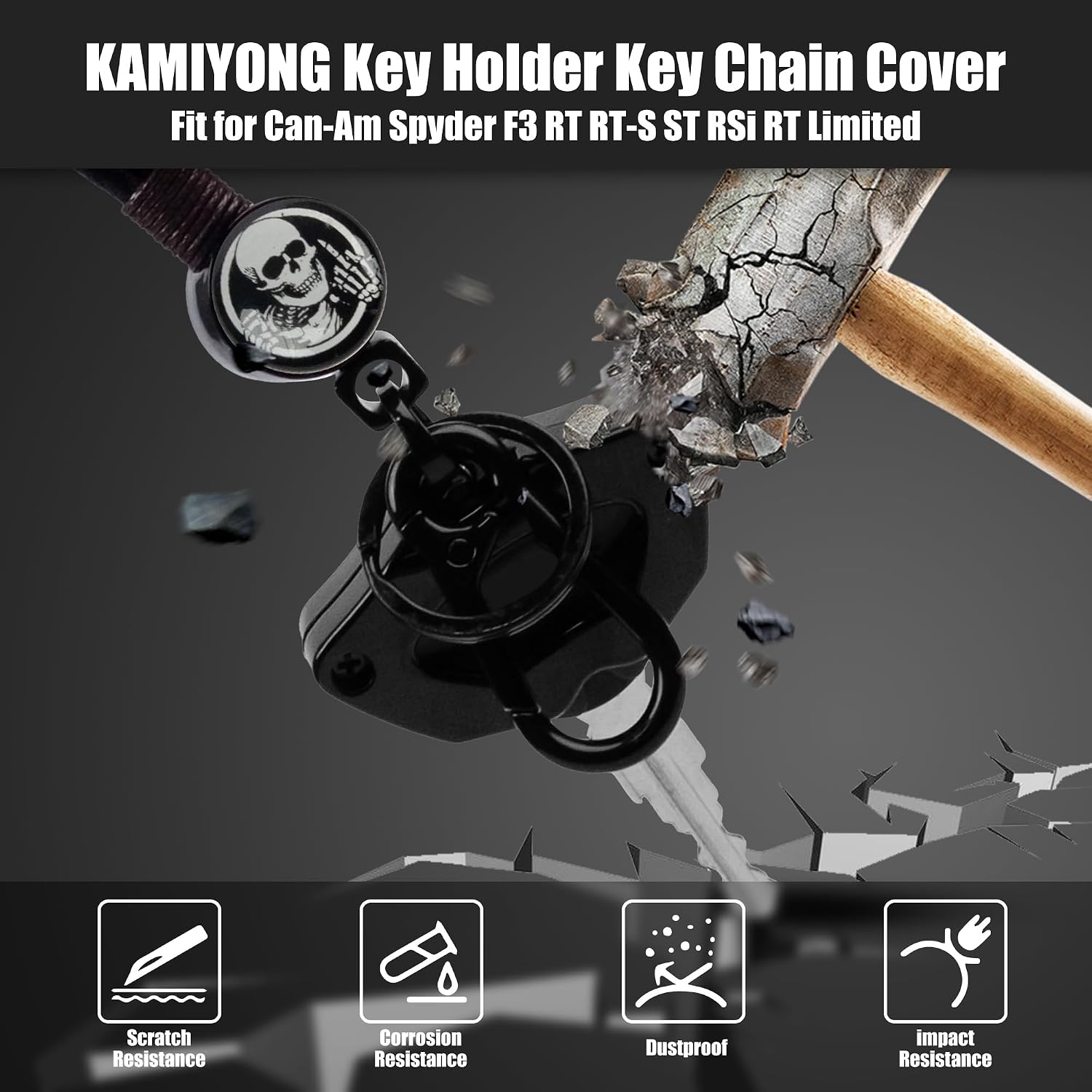 Aluminum Ignition Lock Key Switch Cover Ring for Can Am Spyder F3 RT, Key Holder Keychain Case for Can-Am Spyder
