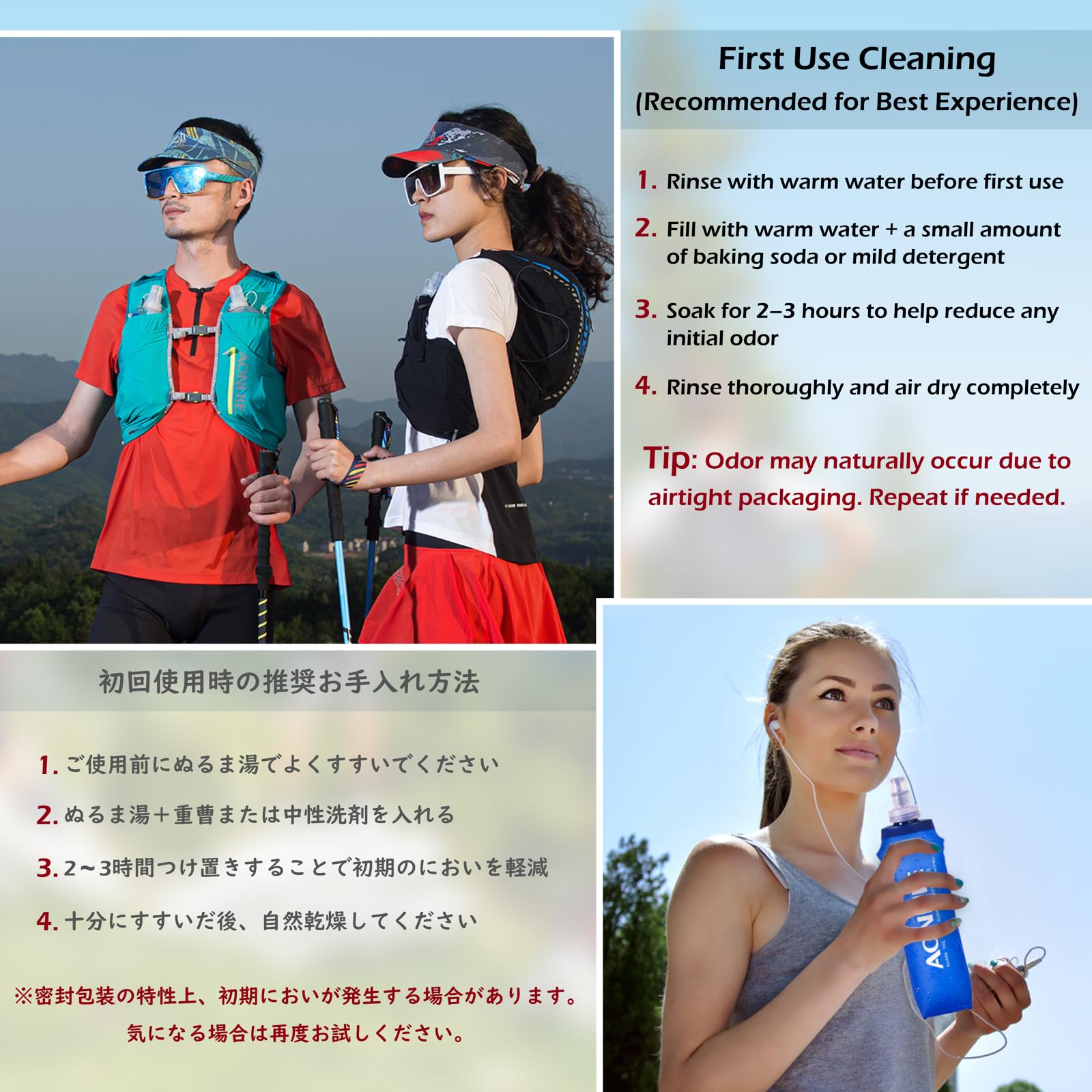TRIWONDER Borraccia Morbida da Running, Soft Flask 250ml / 500ml Senza BPA, Borraccia Pieghevole per Trail Corsa Bici Palestra Hiking Trekking
