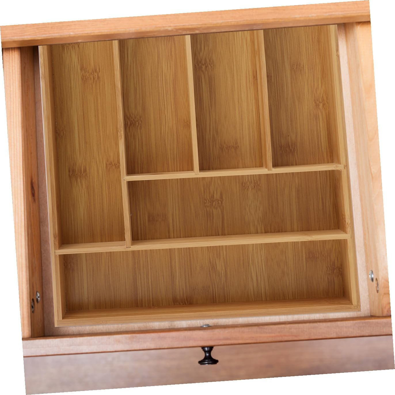 Cutlery Tray with Compartments Drawer Organizer Multi-compartment Tableware Storage Box for Kitchen Utensils and Silverware Natural Material Ventilated and Design