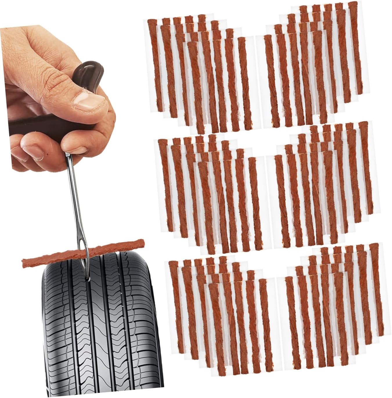 GLEAVI 90 Pcs Tire Repair Strings: Automotive Tool Tire Repair Plugs Tire Plug Kit for Tubeless Off-Road Tires Car Bike Motor Wheelbarrow