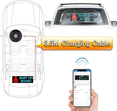 Miniatura 6 de Leadleds Letrero LED programable de 14 x 4 pulgadas, brillante P5 RGB LED para automóvil, conexión Wifi, tablero de visualización de mensajes de