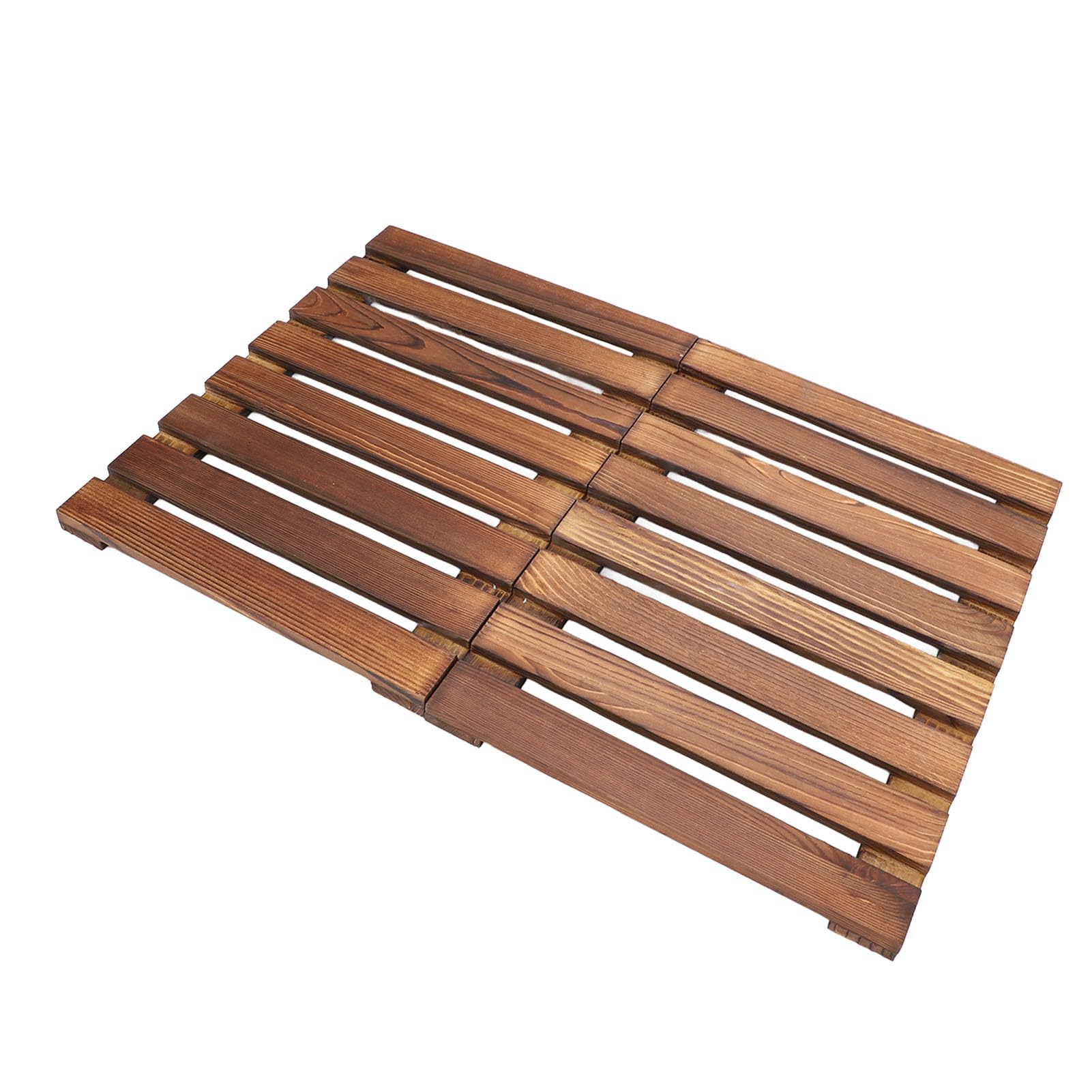 Alfombrilla de Madera para Suelo, Alfombrilla de Ducha de Madera Plegable, Alfombrilla de Baño Antideslizante con 14 Pies Antideslizantes, Alfombrilla para Suelo Interior y