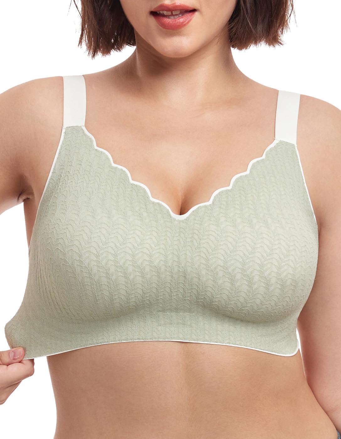 Wireless Bras for Women, Extremely Comfortable Seamless Bra lace Bralettes Adjustable Straps Minimizer Everyday Bra (34C-40DD)