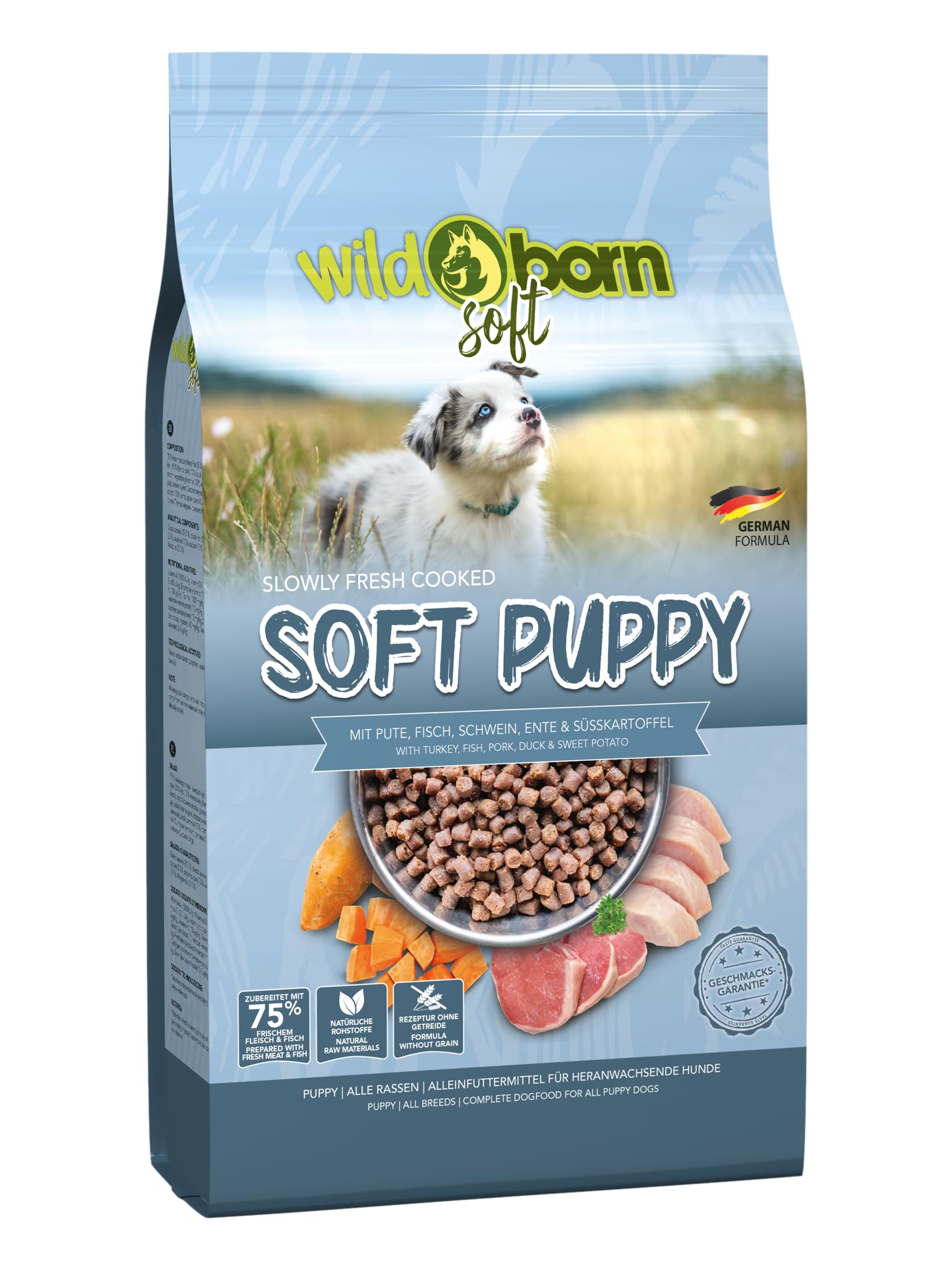 Wildborn Soft Puppy 12kg getreidefreies Welpenfutter mit 75% mit frischem Fleisch & Fisch | Halbfeuchtes Trockenfutter für Junge Hunde | getreidefreie Rezeptur aus Deutschland