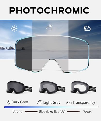 Miniatura 3 de OTG - Gafas de esquí fotocromáticas sin marco, adaptables a la luz, antiniebla, protección UV, para snowboard y nieve, para hombres y mujeres