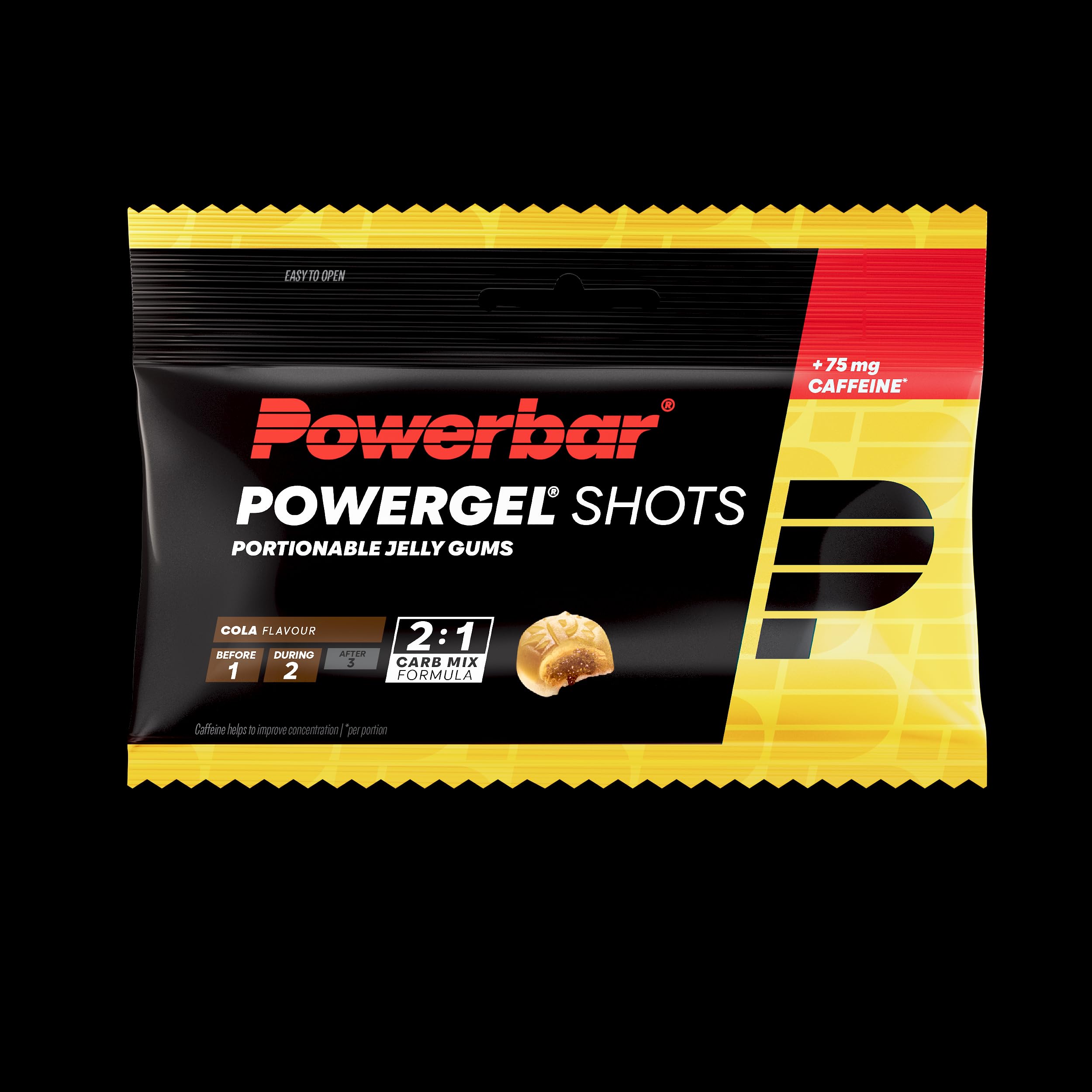Powerbar - PowerGel Shots - Cola - 24x60g - Gominolas energéticas altas en carbohidratos - vitamina B6-75mg de cafeína