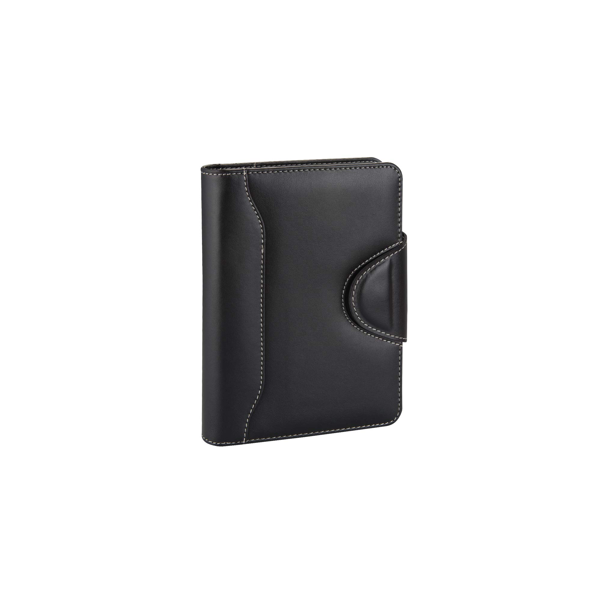 2K 4683 Ajanda Tarihsiz Kareli 14X20 cm Ajanda/Defter Hesap Makineli Suni Deri Organizer, Siyah