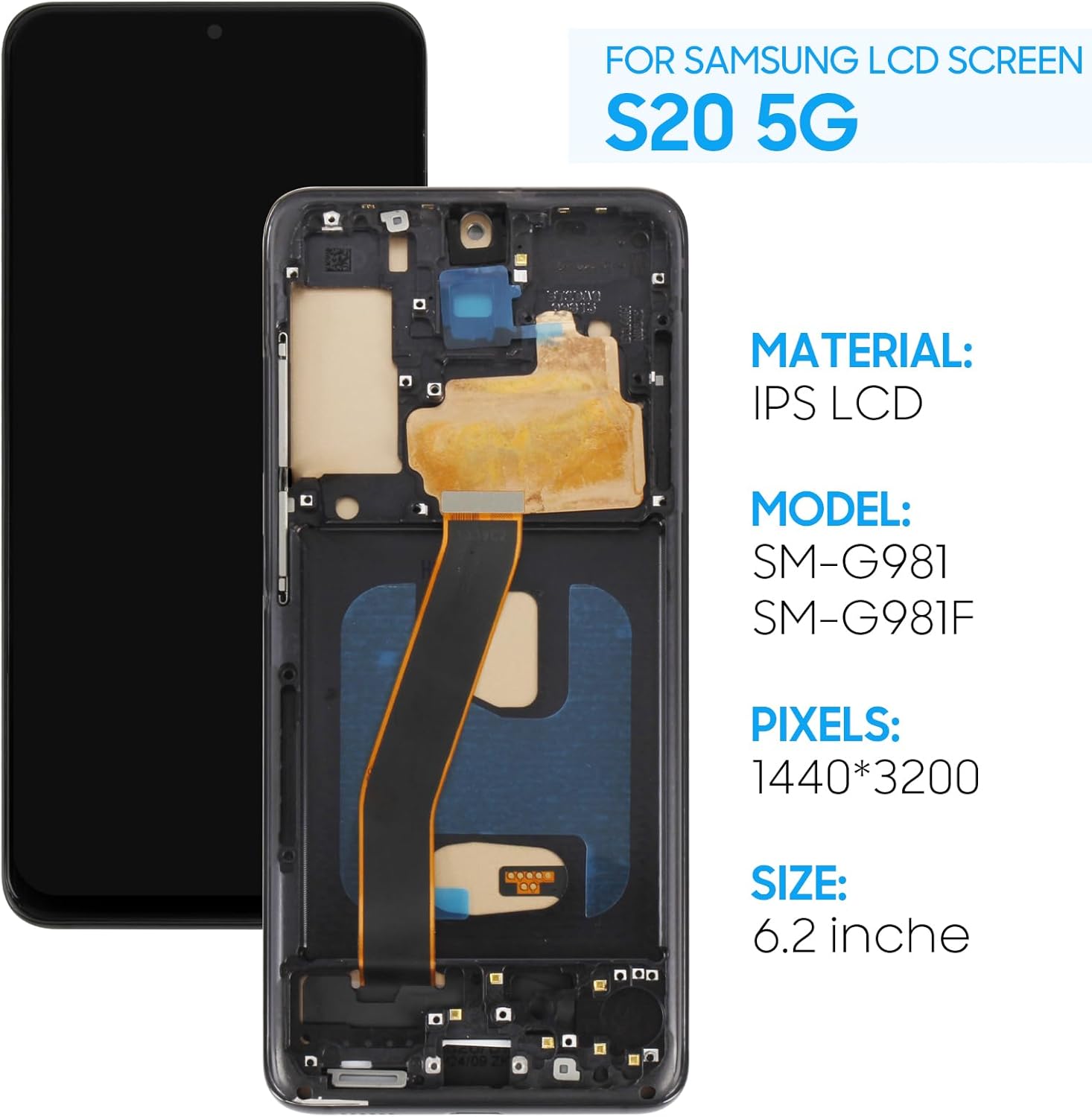 Screen Replacement for Samsung Galaxy S20 4G and S20 5G SM-G981F SM-G981U1 Only,for Samsung S20 LCD Display Touch Digitizer Assembly with Tools(Not for Ultra/FE/Plus)