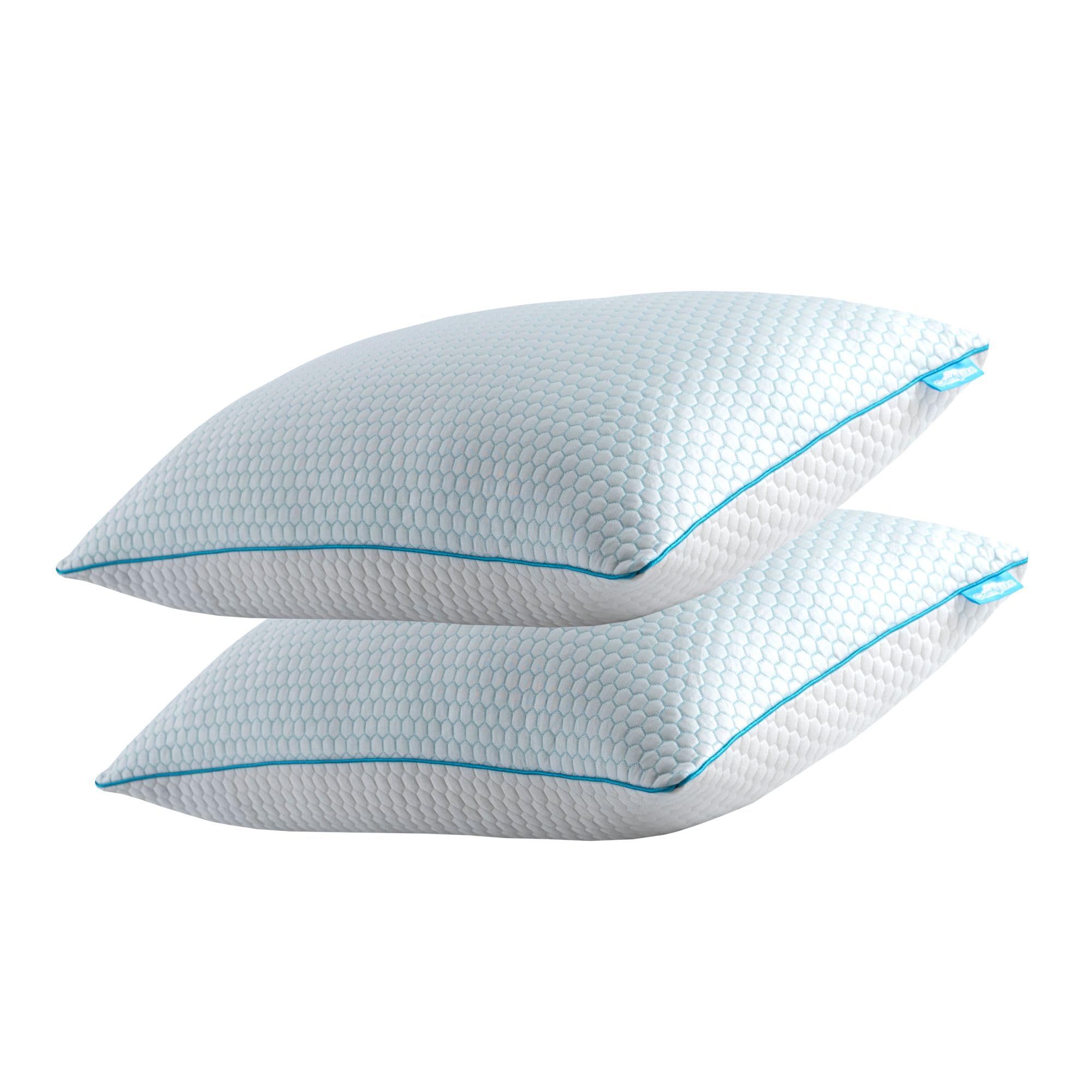 ergonomist Standard Pillows 2 Pack Hotel Quality Hybrid Neck Pillow For Bed Stomach Back Side Sleepers Filled With Shredded Memory Foam Hypoallergenic Soft Breathable Bamboo Fabric