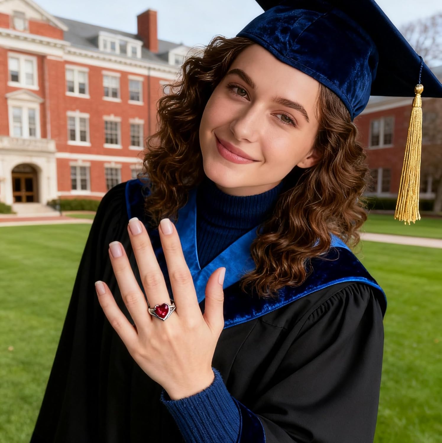 PhaedraOona Sterling Silver Class Rings Personalized Custom Rings Class Rings for Women High School Birthstone Rings Graduation Rings Size 5-15 College Rings for Women